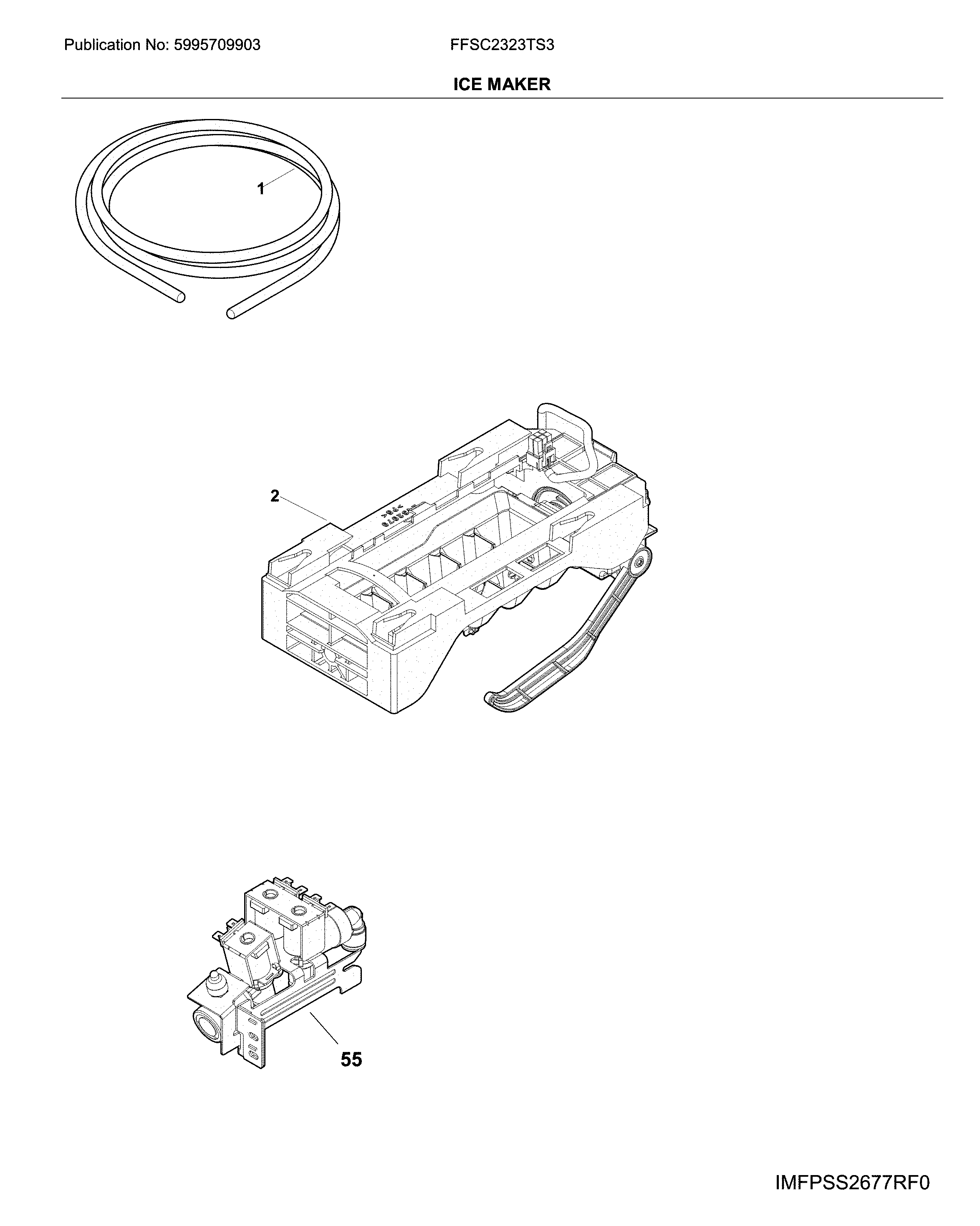 Frigidaire FFSC2323TS3 ice maker diagram