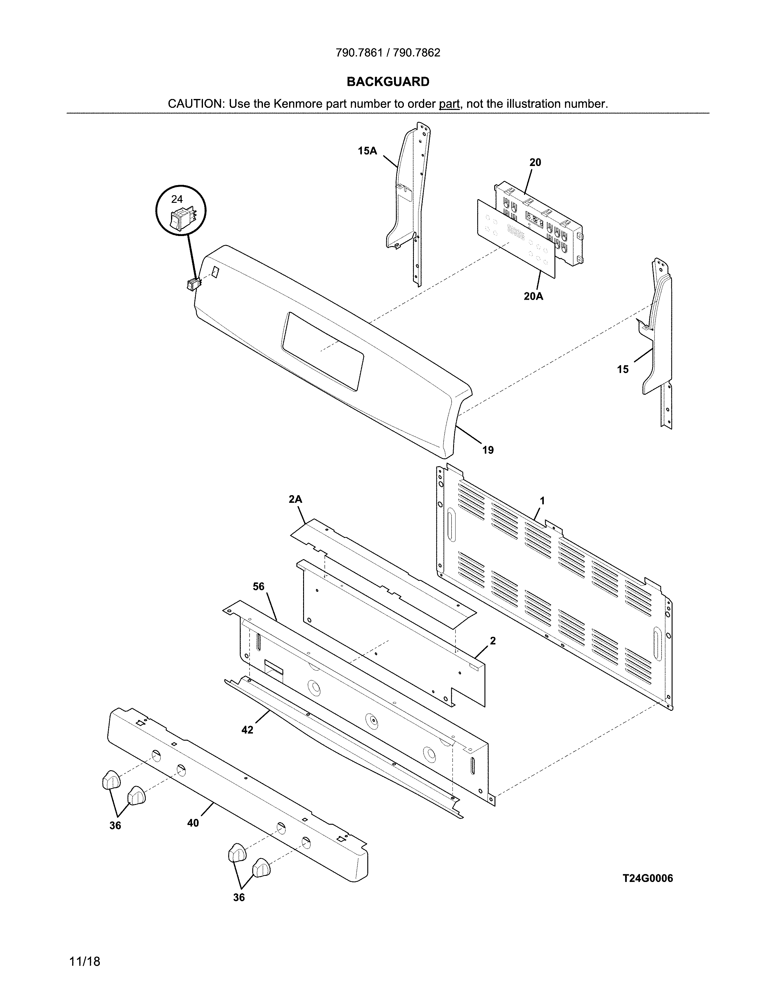 Kenmore 79078612405 backguard diagram