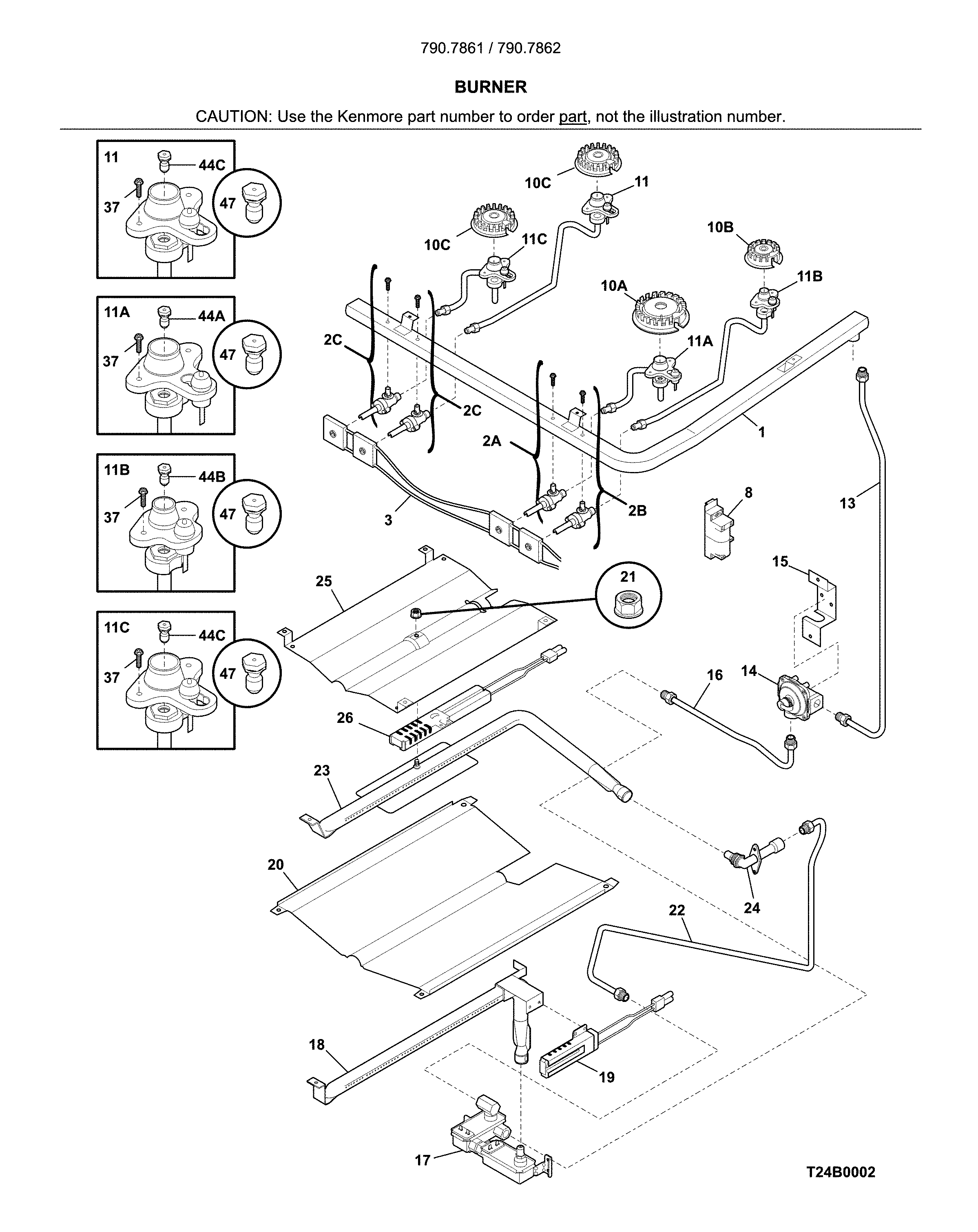Kenmore 79078612405 burner diagram