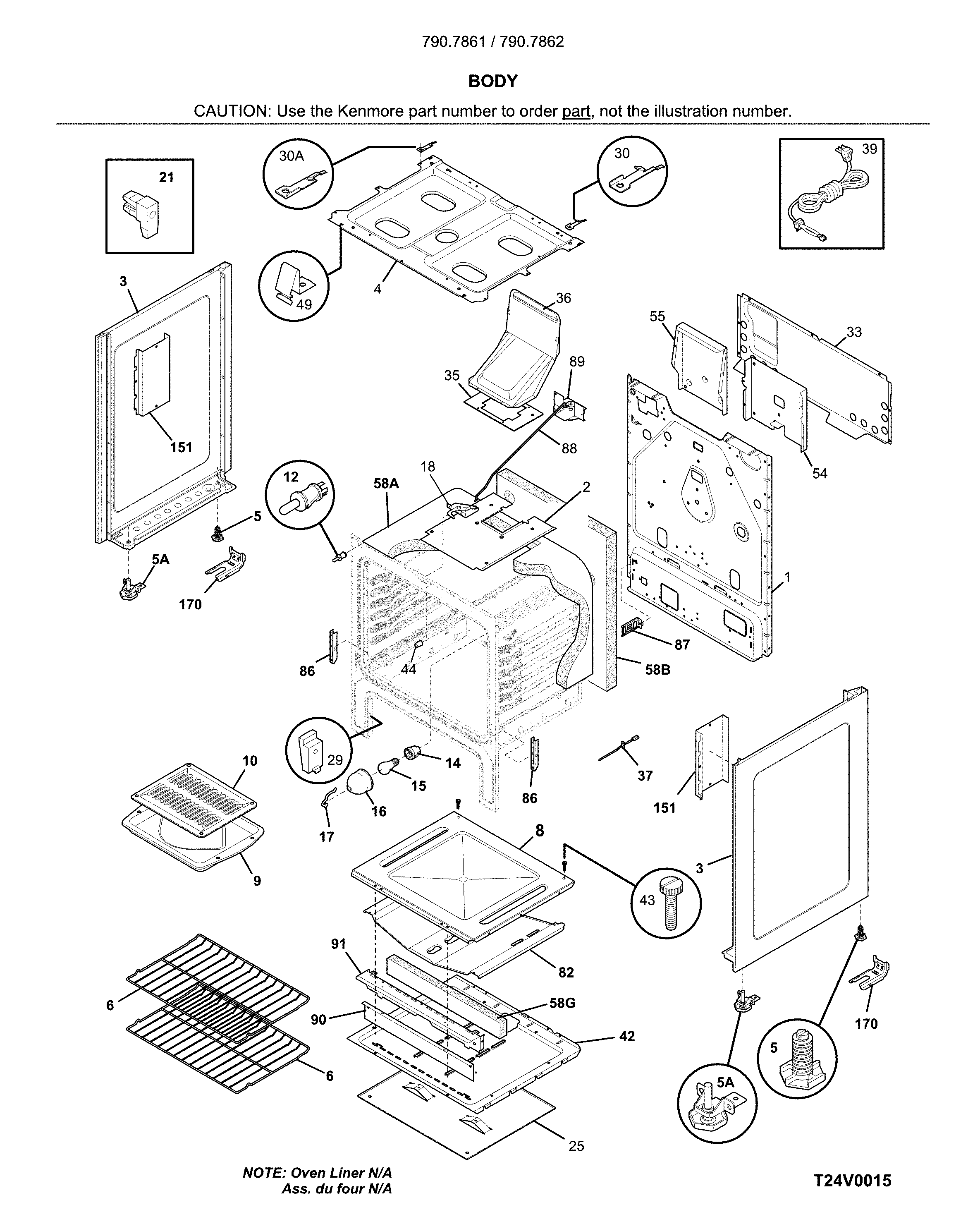 Kenmore 79078612405 body diagram
