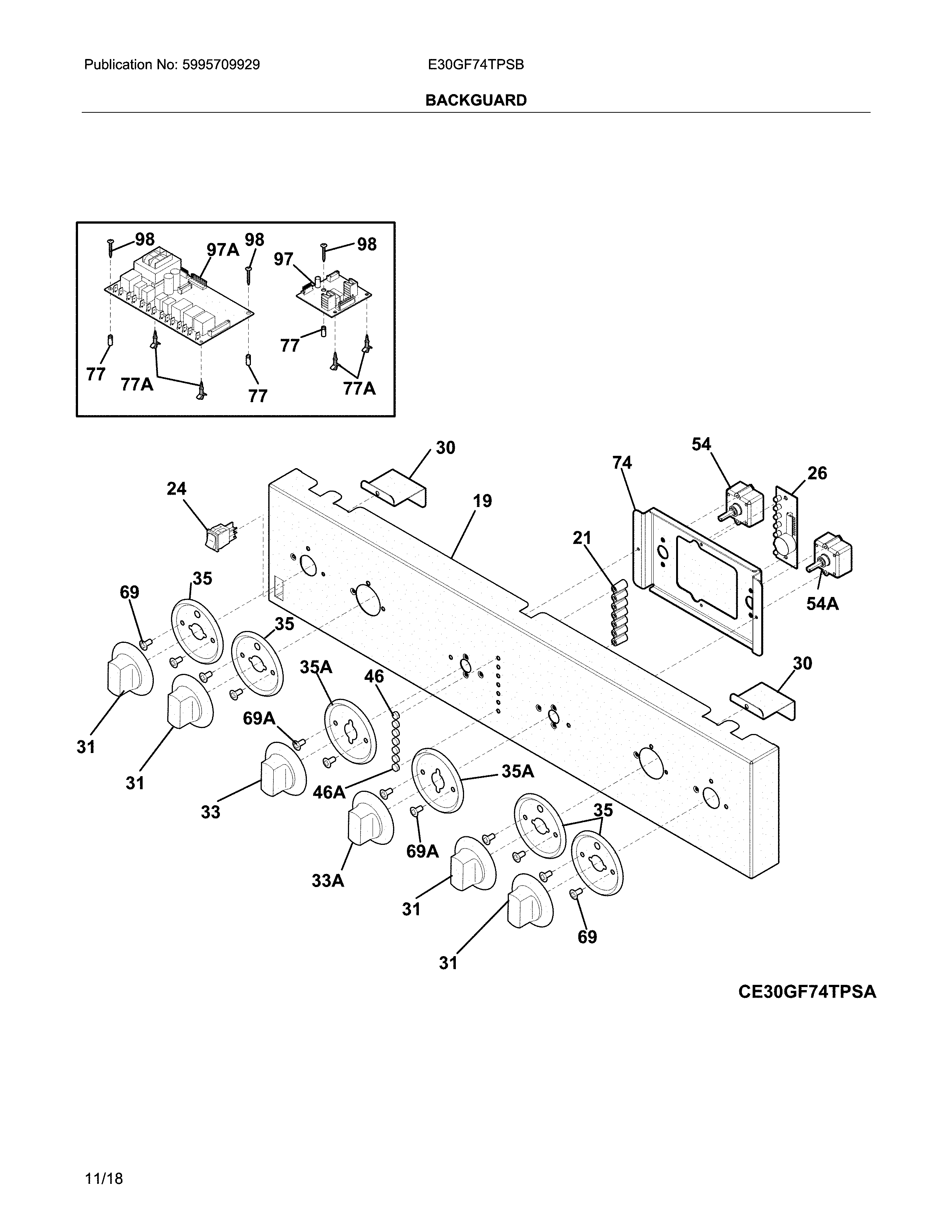 Electrolux E30GF74TPSB backguard diagram