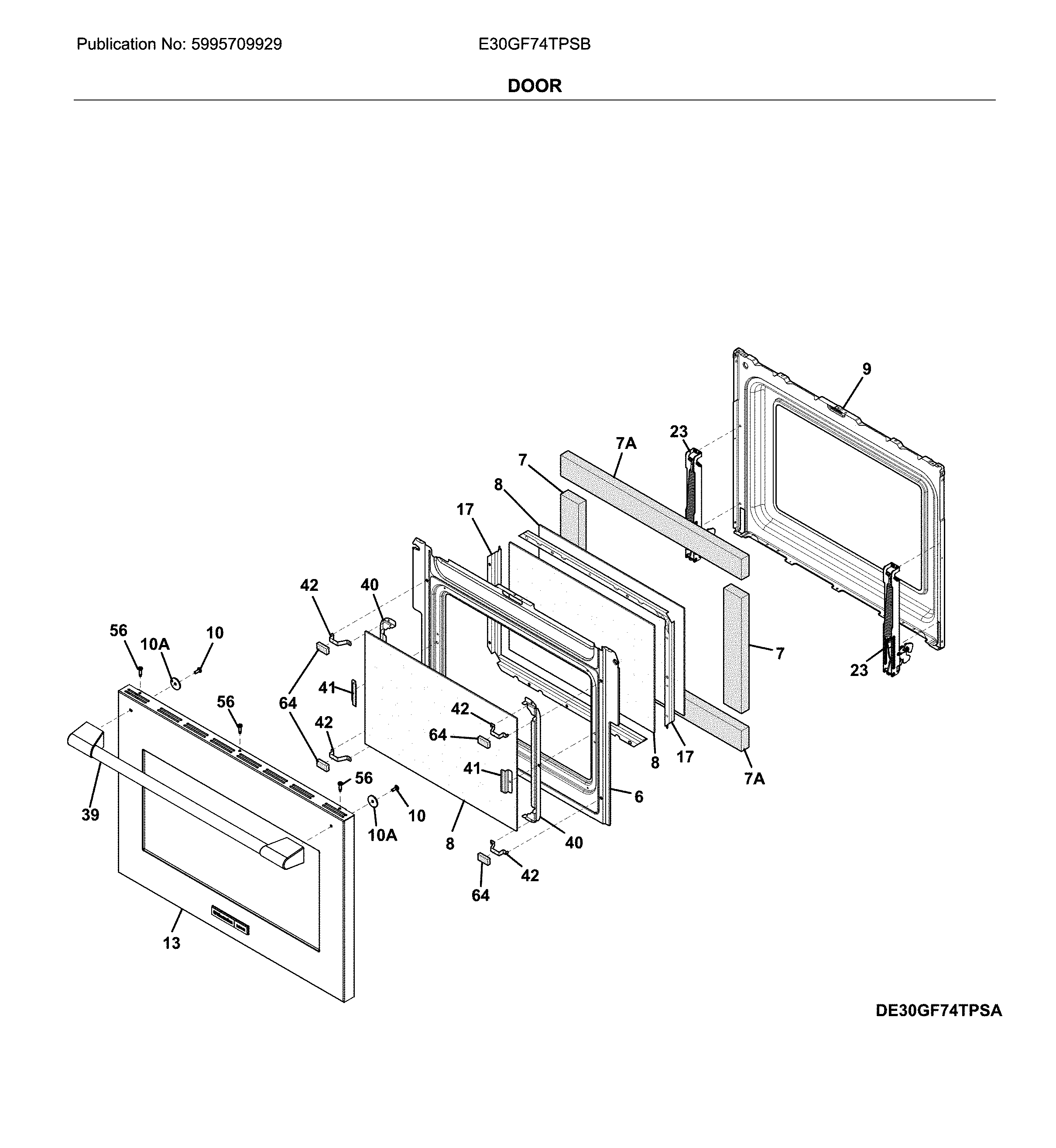 Electrolux E30GF74TPSB door diagram