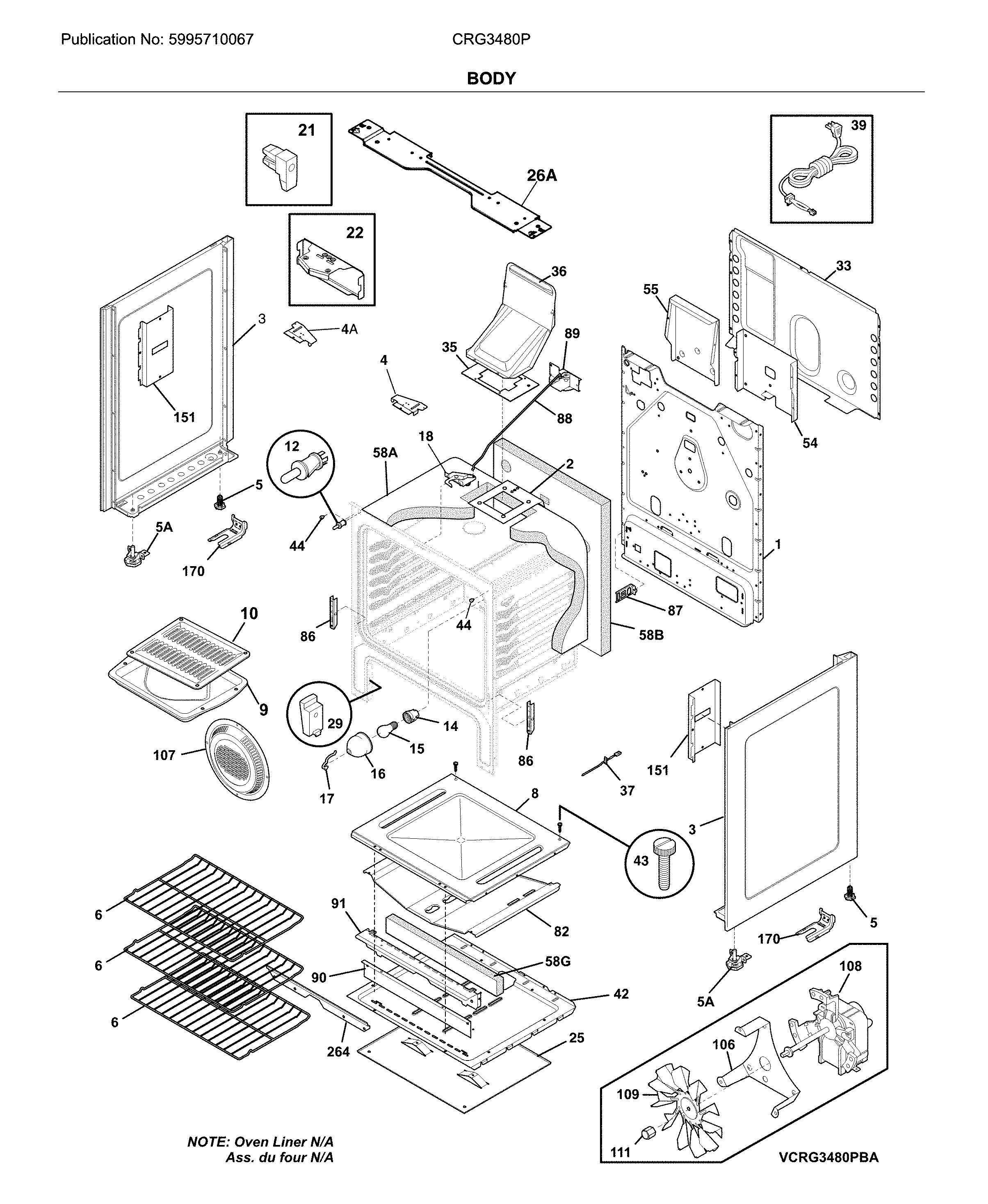 Crosley CRG3480PBD body diagram