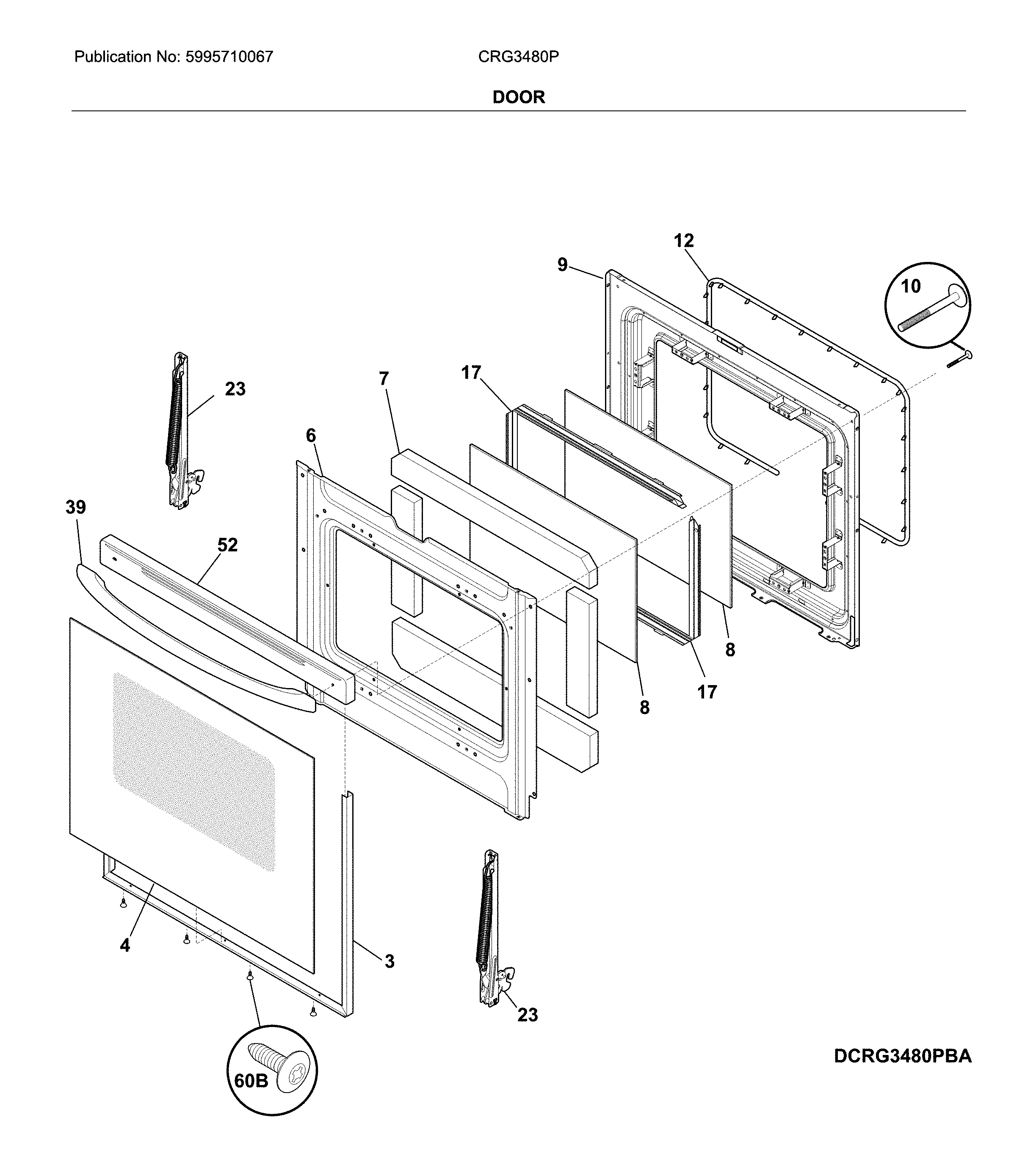 Crosley CRG3480PBD door diagram