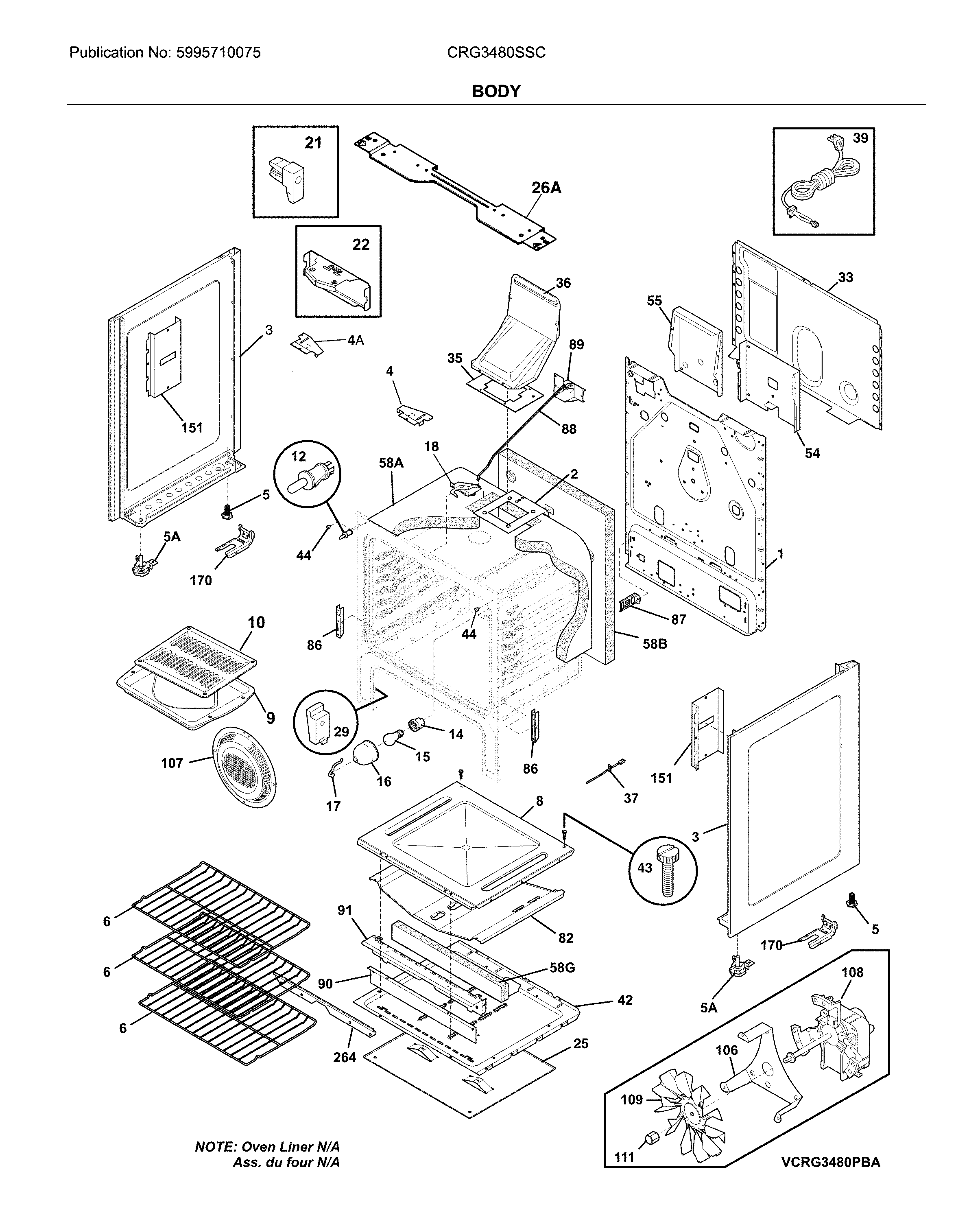 Crosley CRG3480SSC body diagram