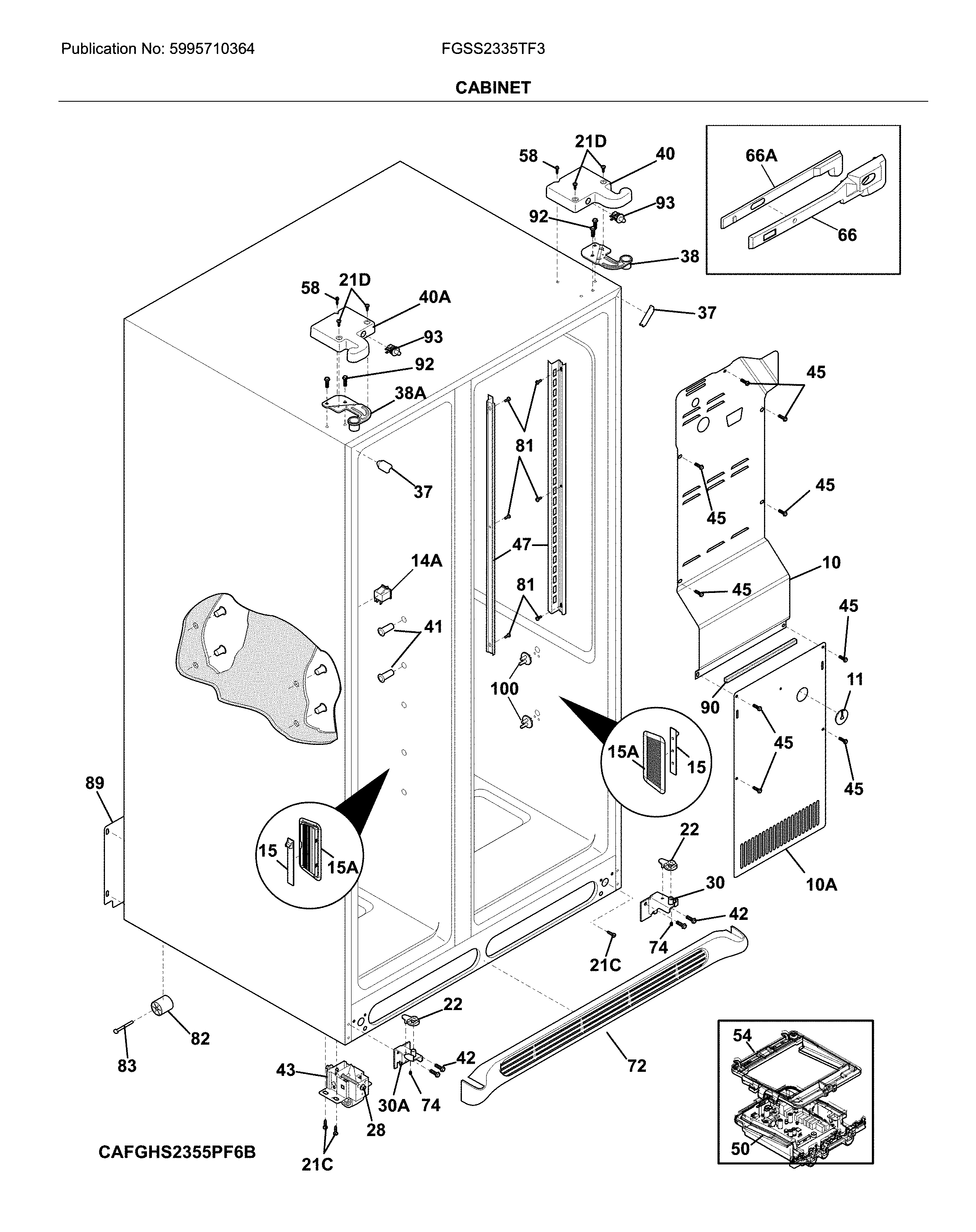 Frigidaire FGSS2335TF3 cabinet diagram