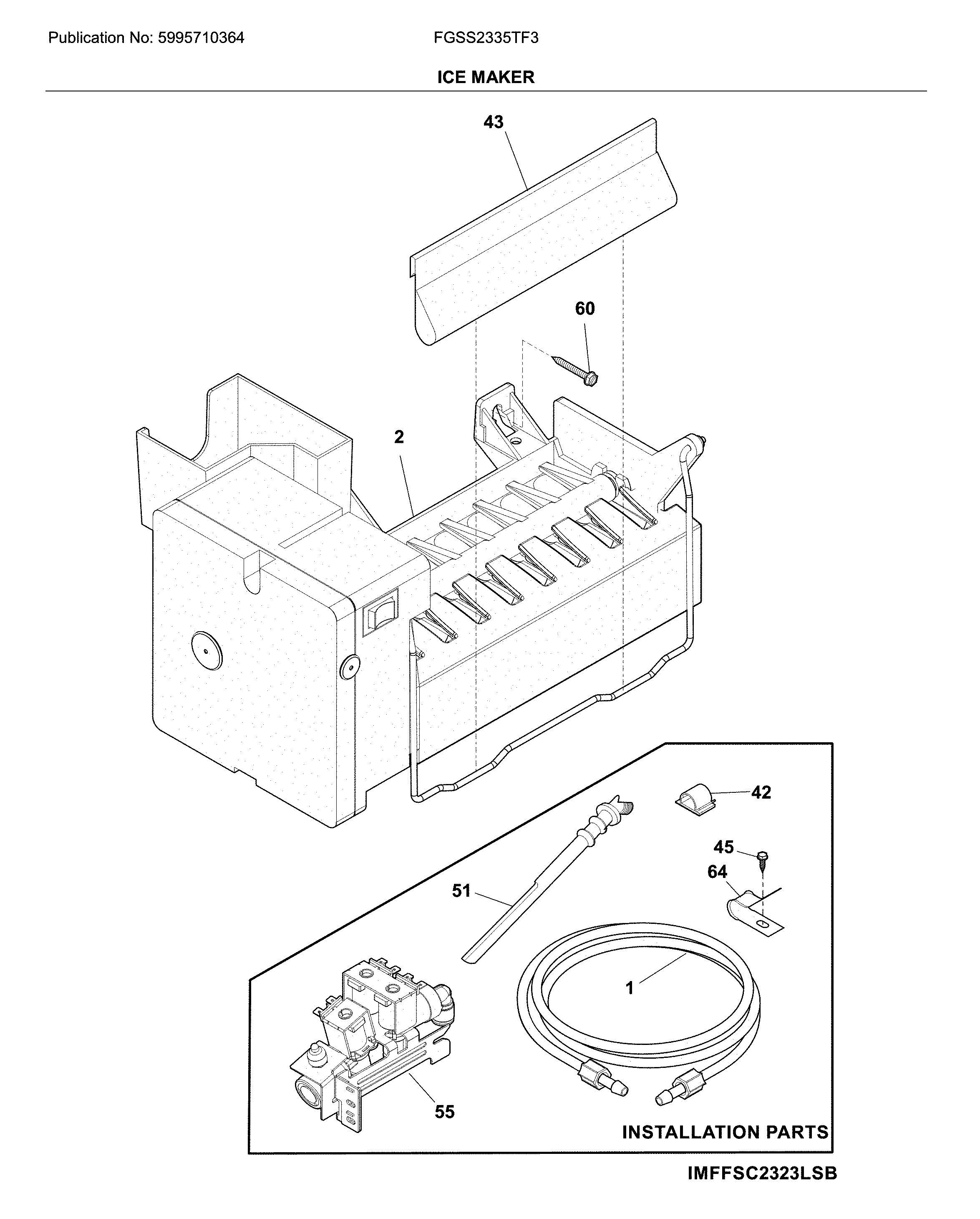 Frigidaire FGSS2335TF3 ice maker diagram