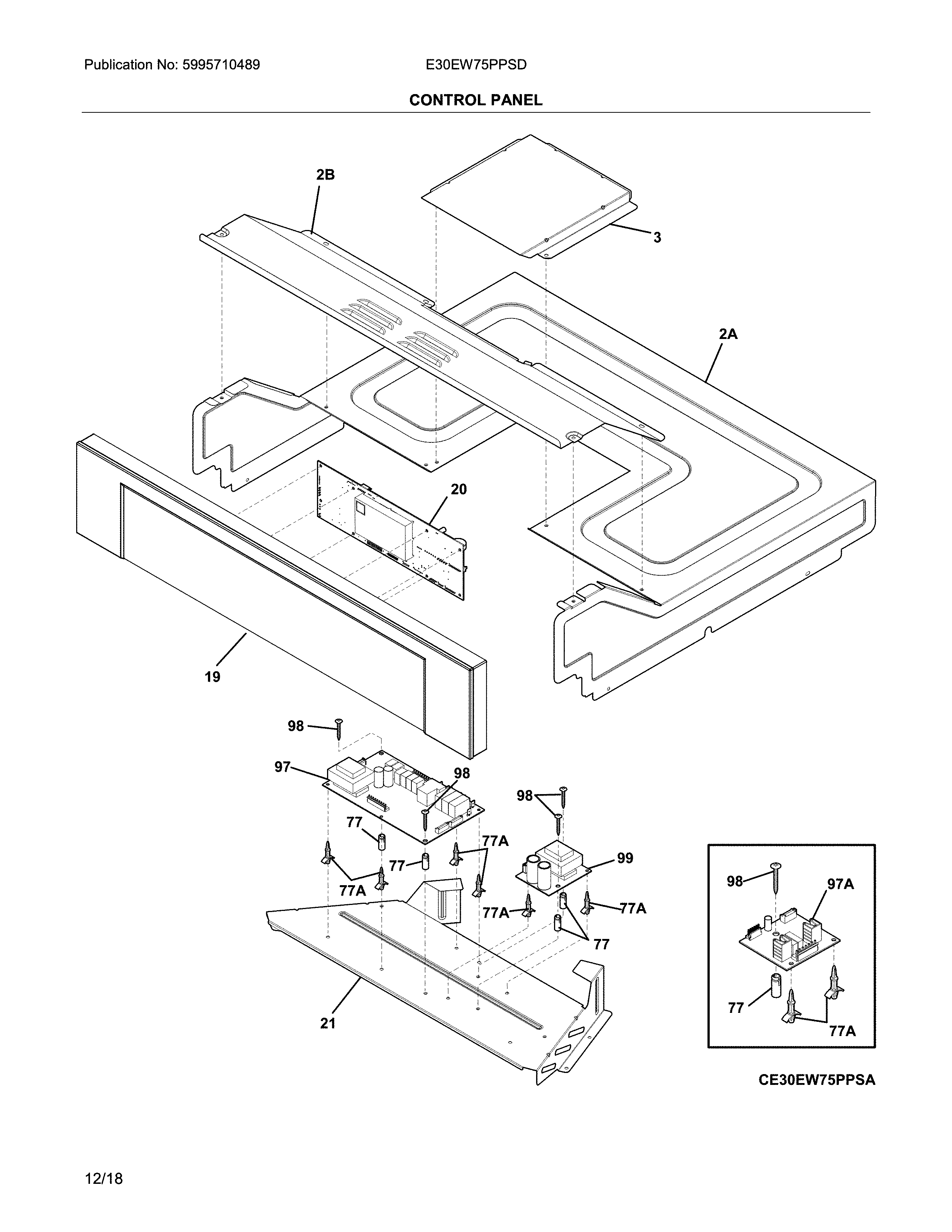 Electrolux E30EW75PPSD control panel diagram