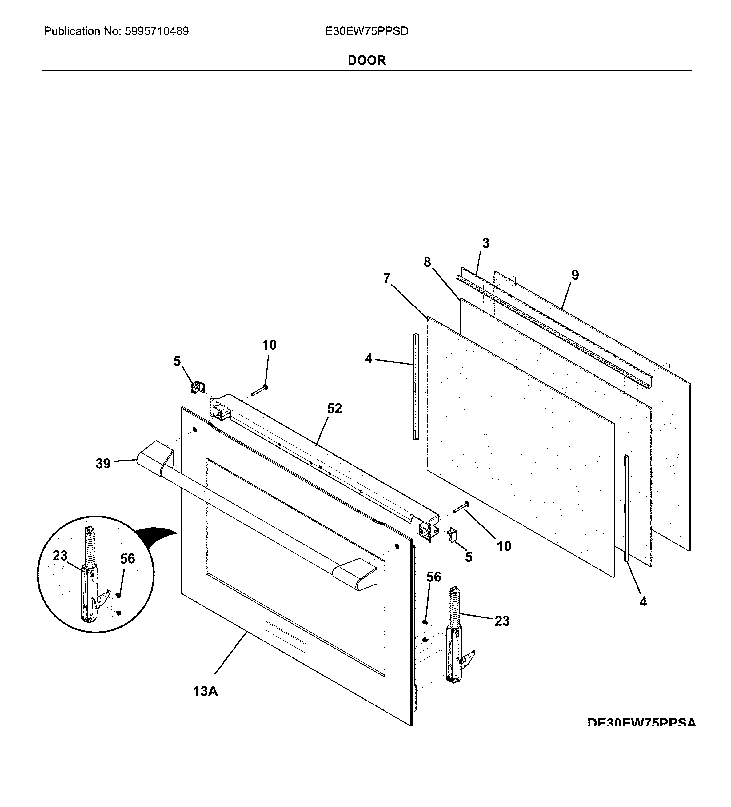 Electrolux E30EW75PPSD door diagram