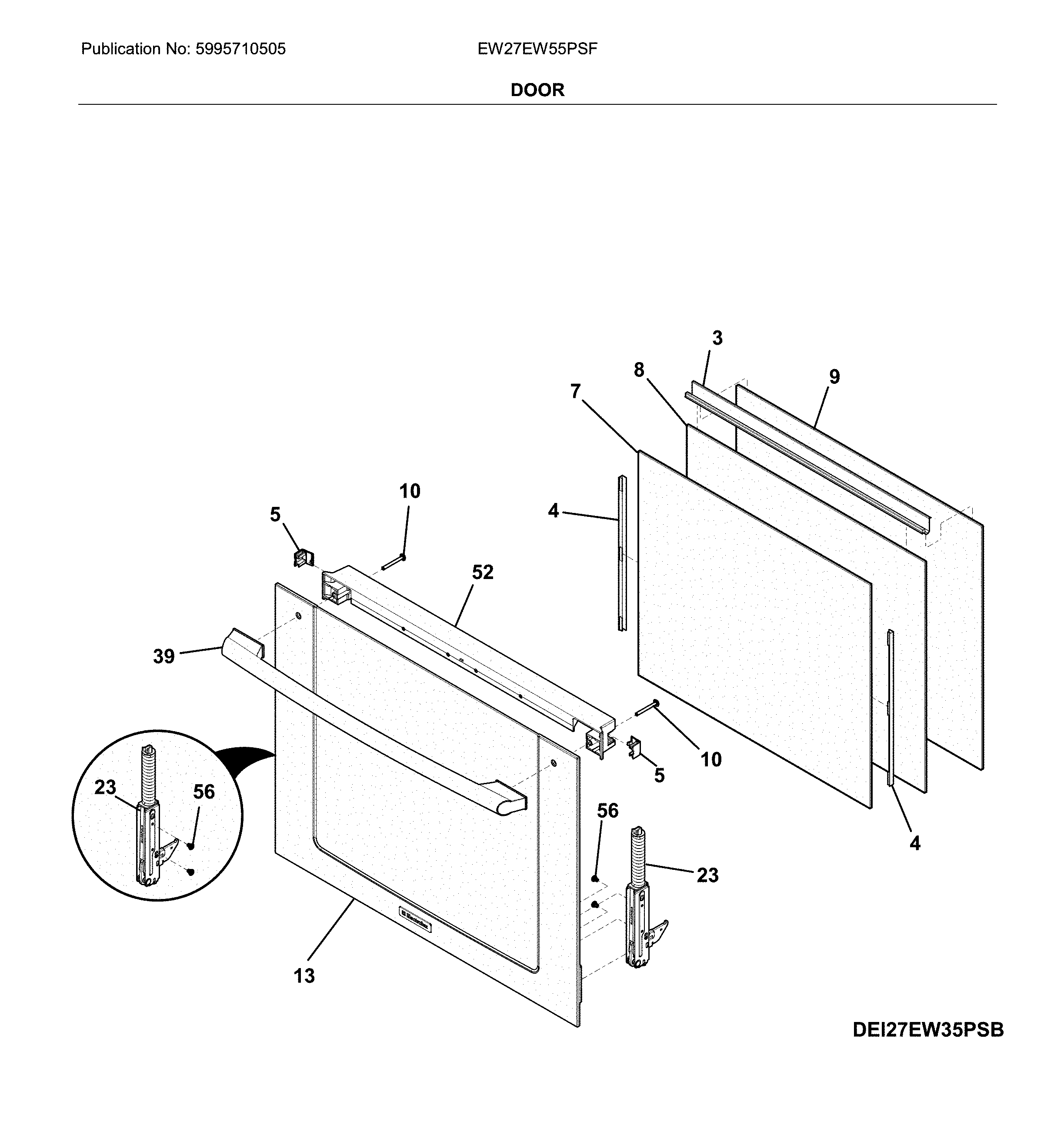 Electrolux EW27EW55PSF door diagram