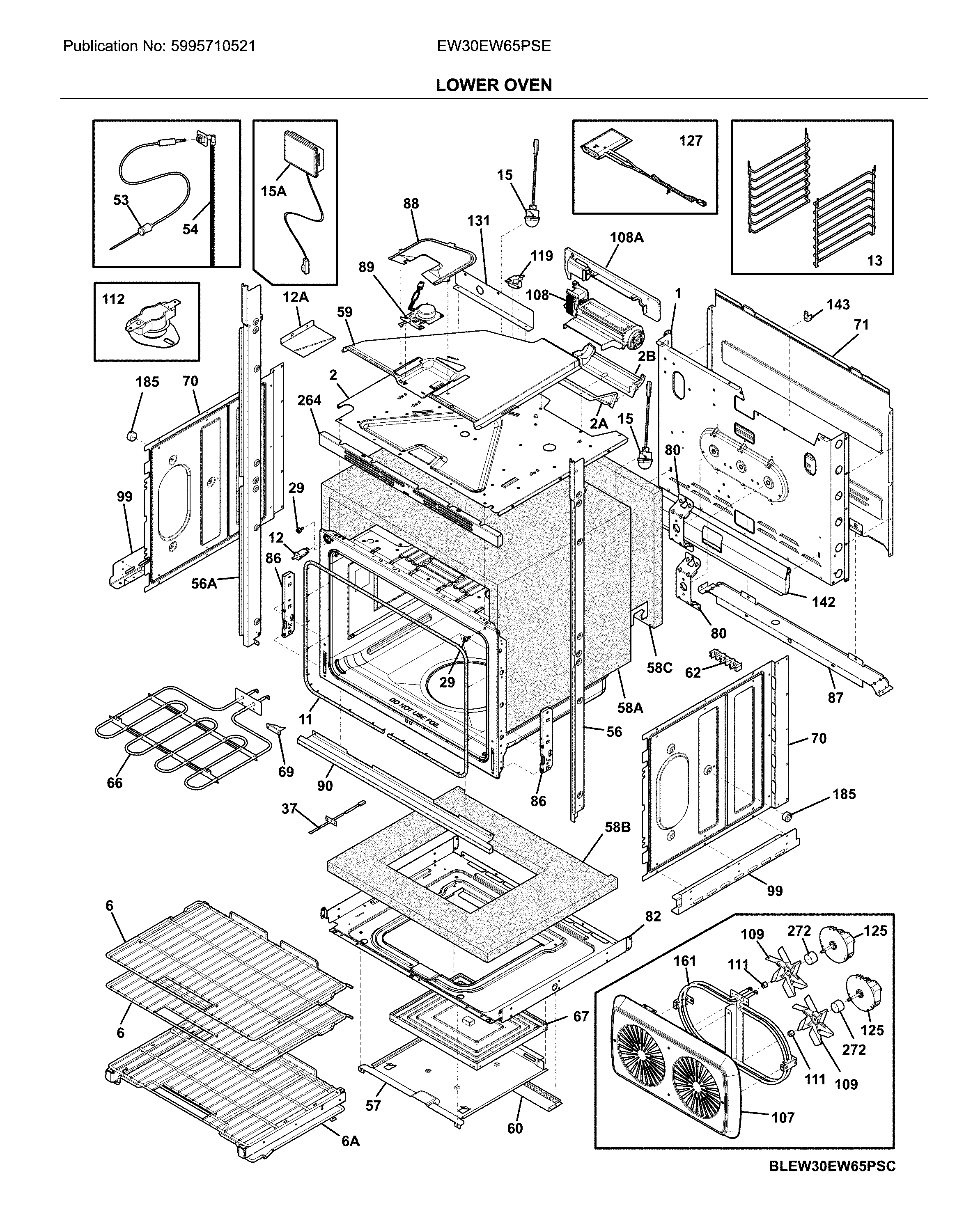Electrolux EW30EW65PSE lower oven diagram
