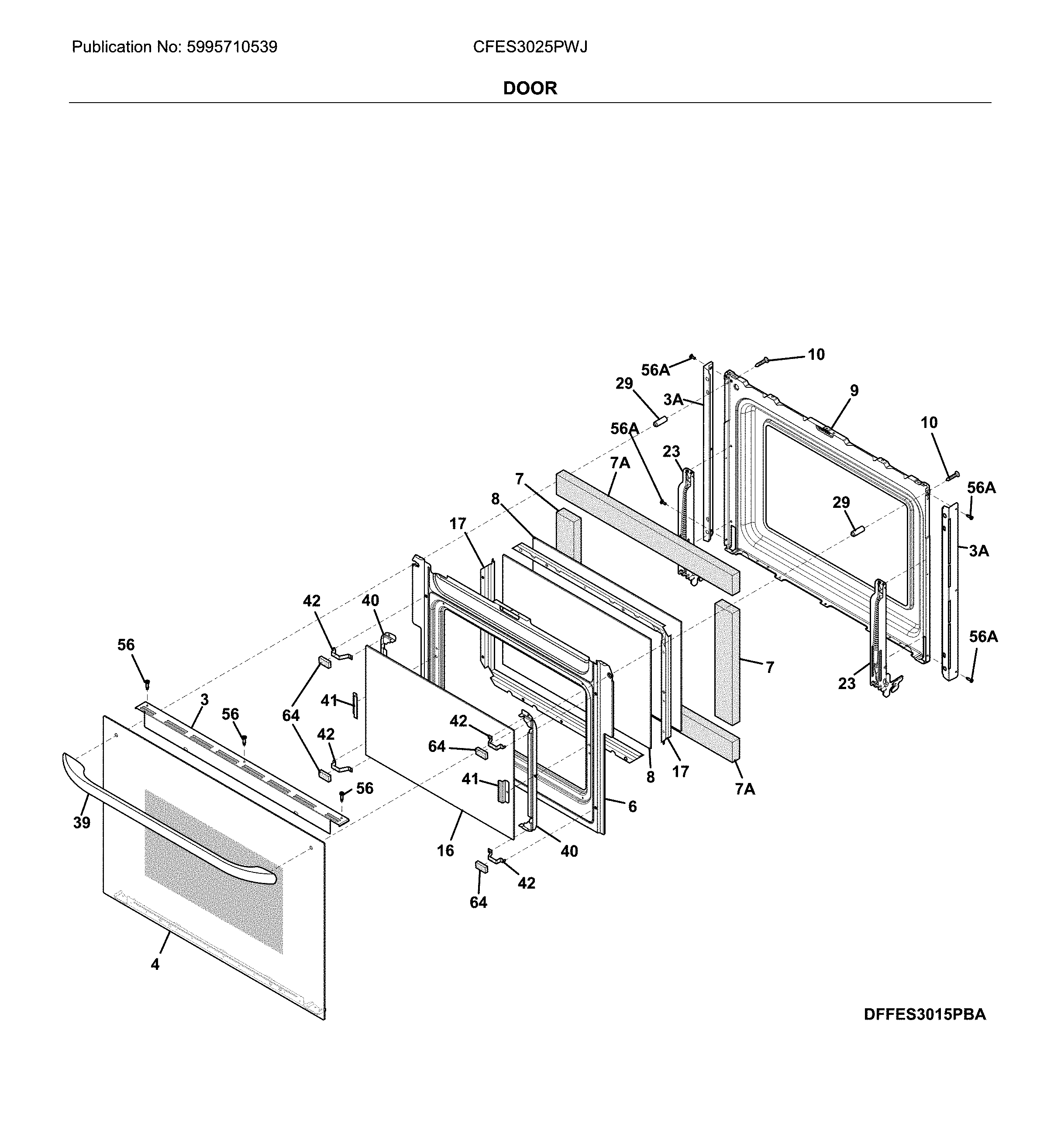 Frigidaire CFES3025PWJ door diagram