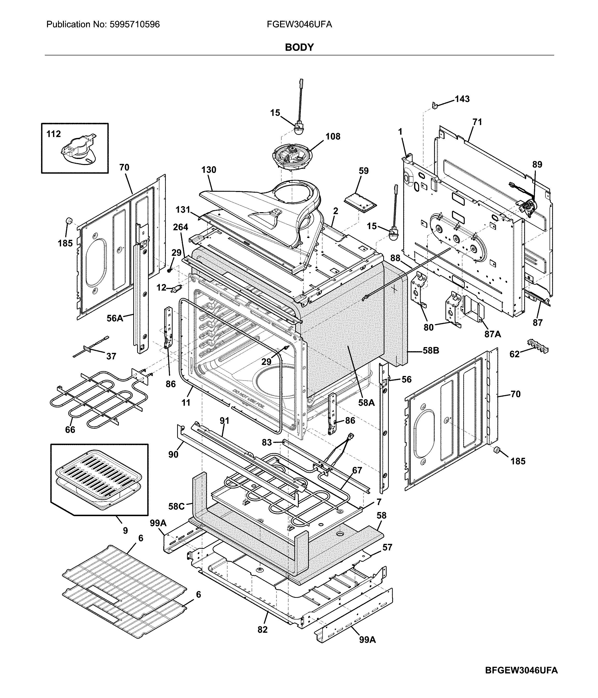 Frigidaire FGEW3046UFA body diagram