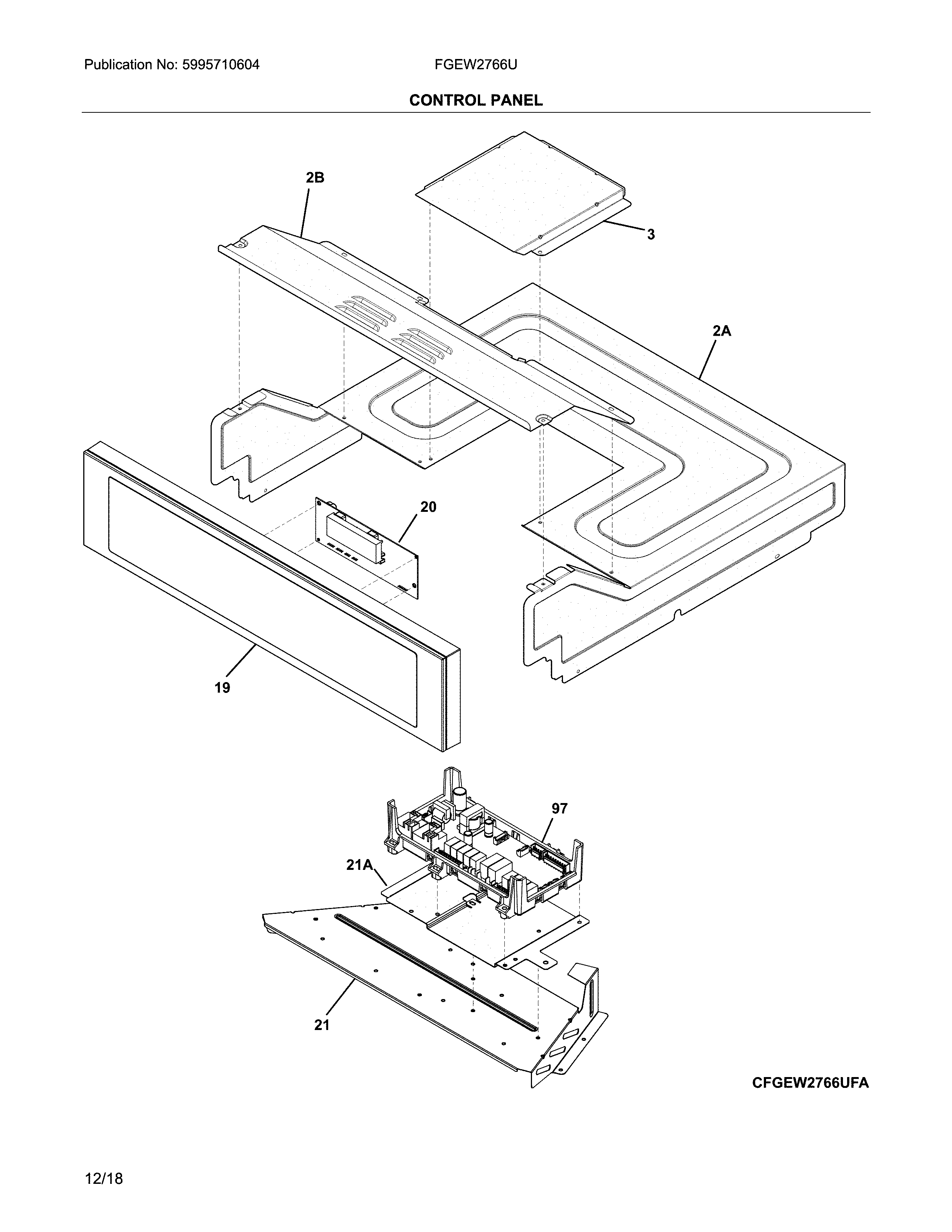Frigidaire FGEW2766UFA control panel diagram