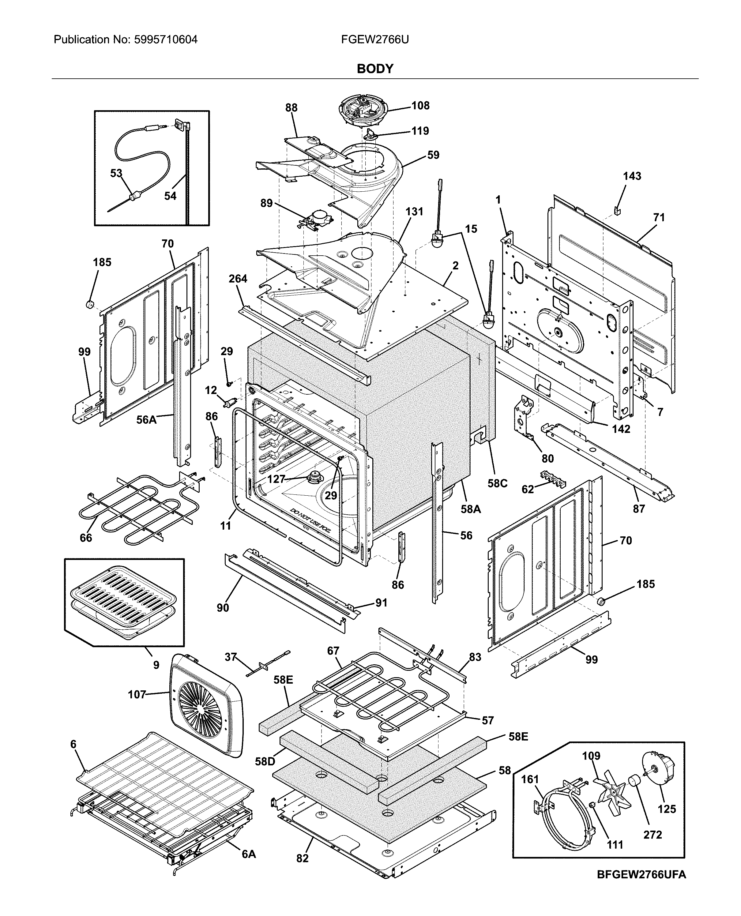Frigidaire FGEW2766UFA body diagram