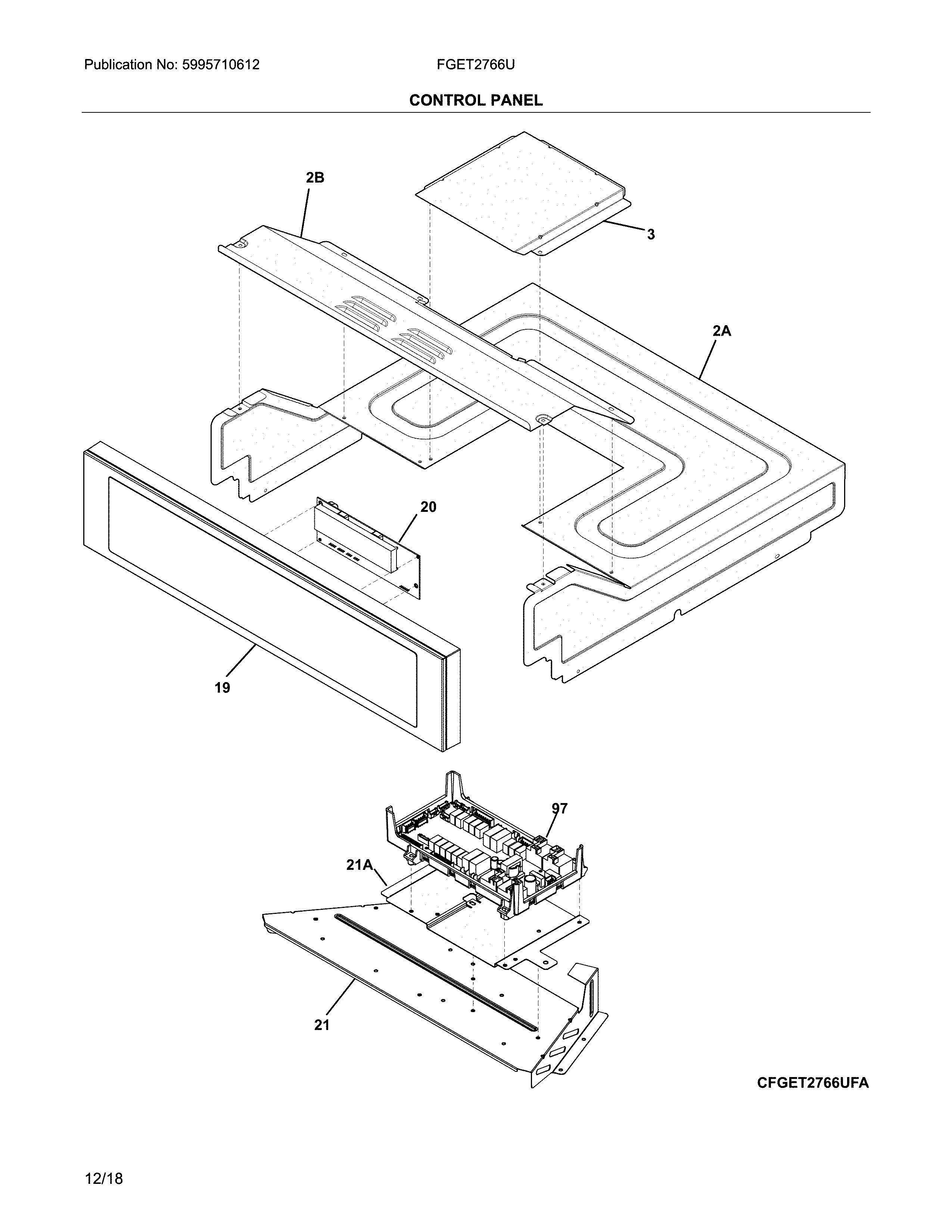 Frigidaire FGET2766UDA control panel diagram