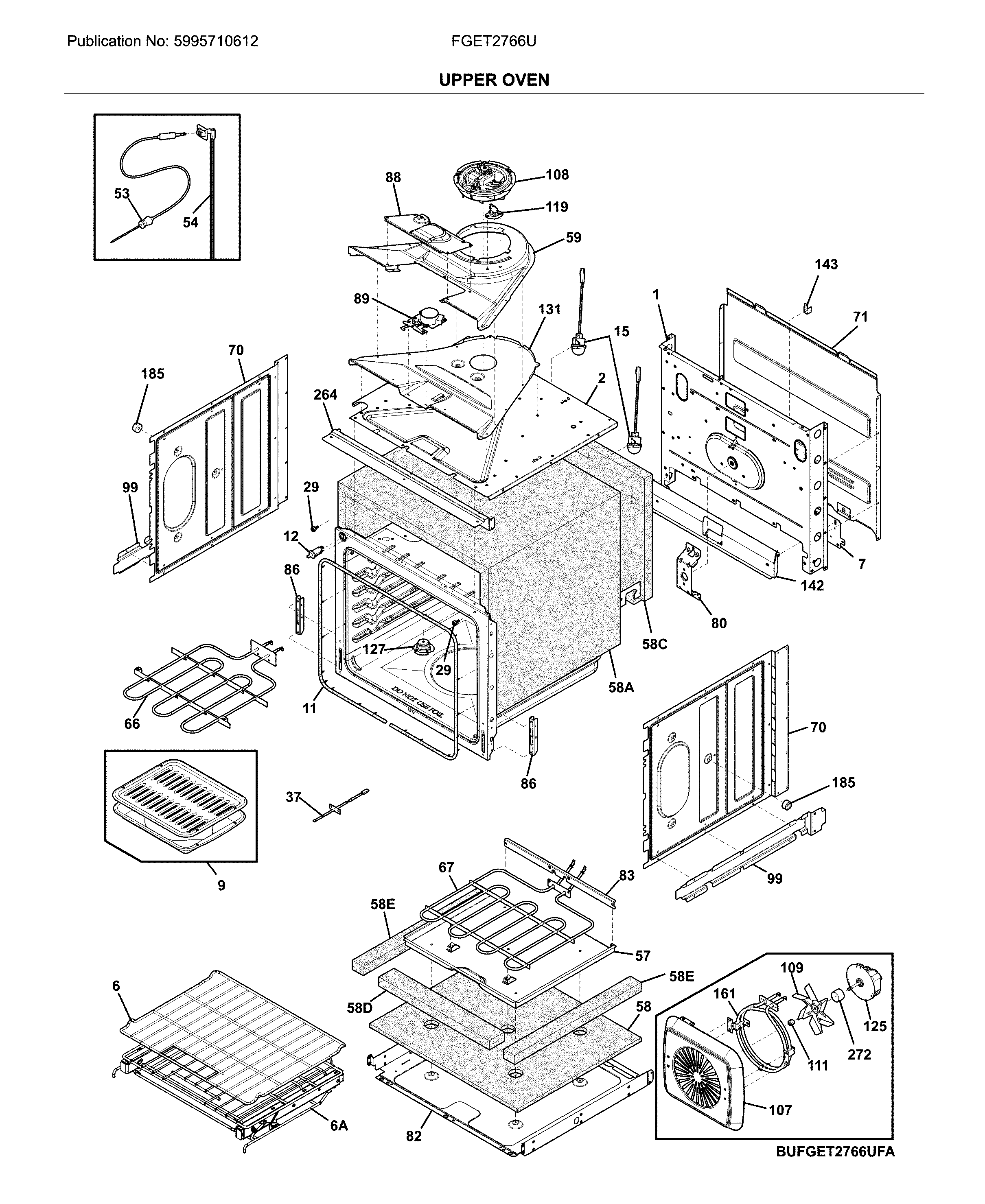 Frigidaire FGET2766UDA upper oven diagram