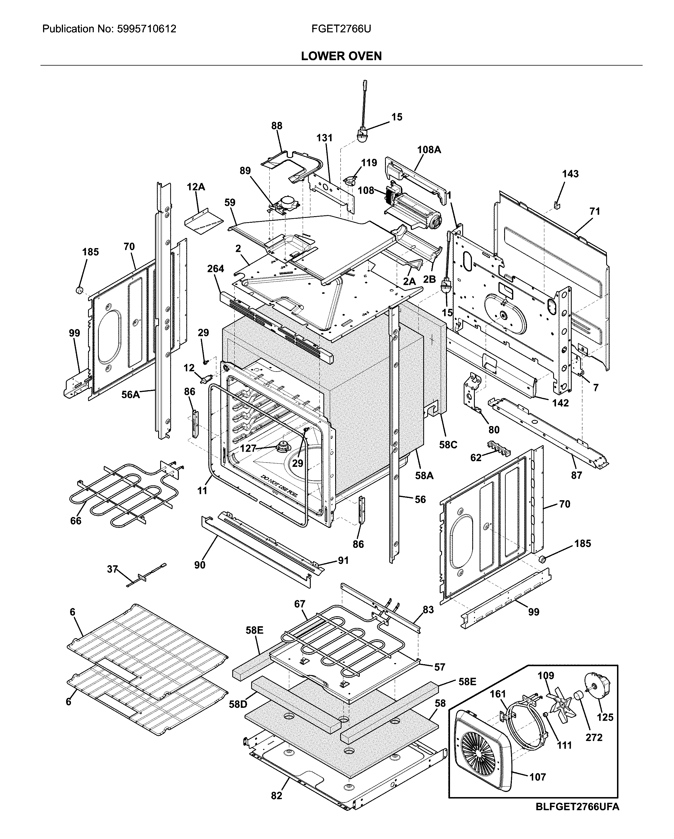 Frigidaire FGET2766UDA lower oven diagram