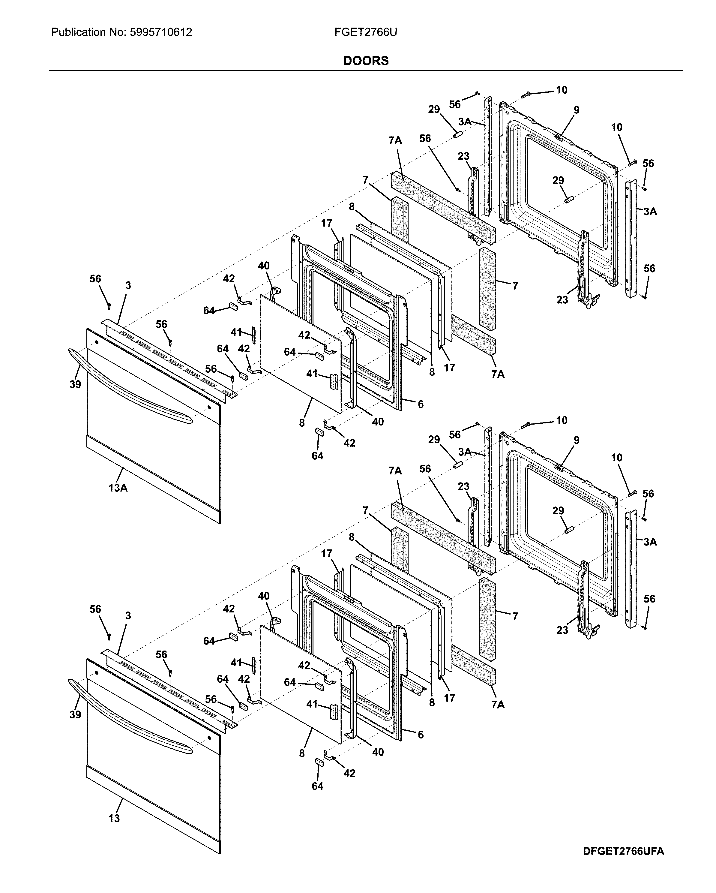 Frigidaire FGET2766UDA doors diagram