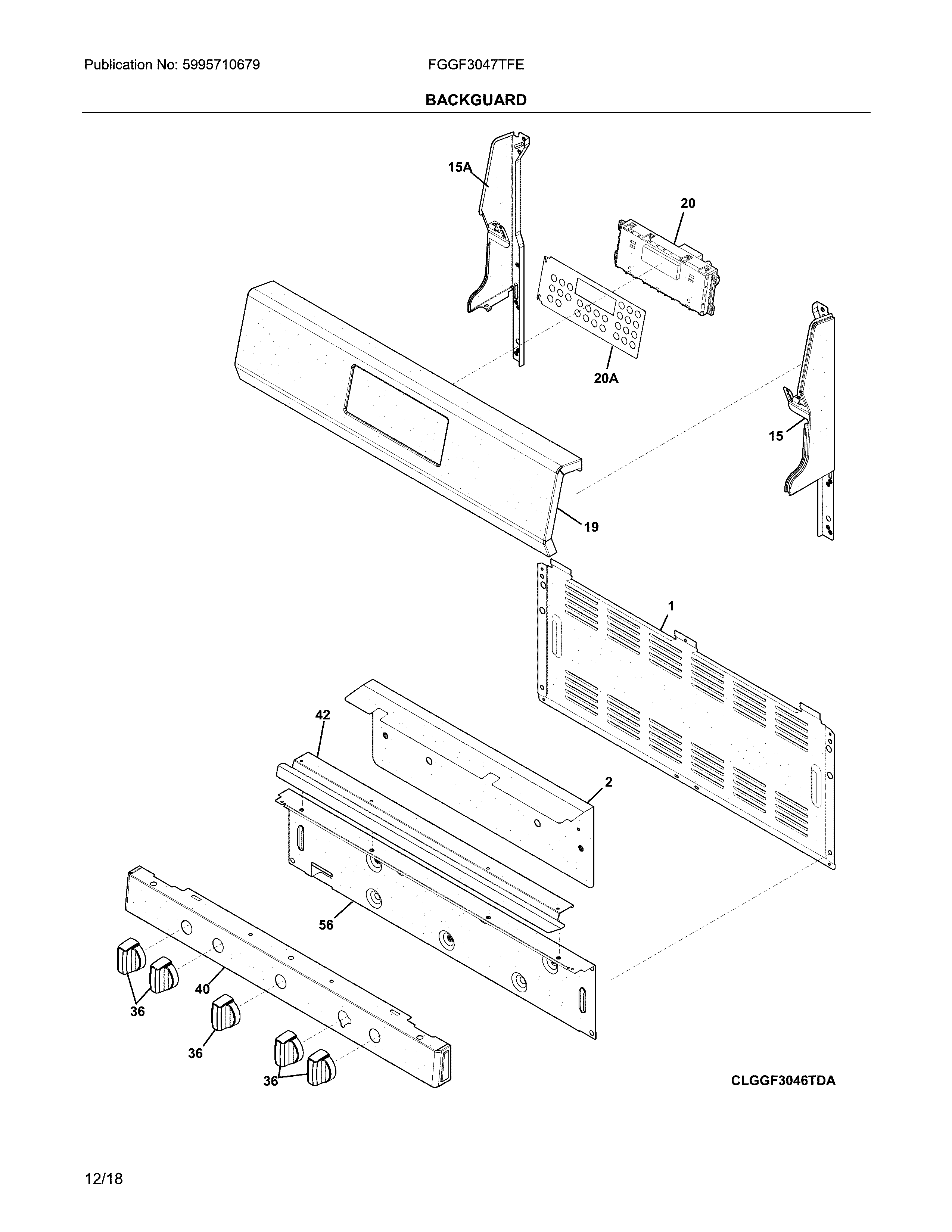 Frigidaire FGGF3047TFE backguard diagram