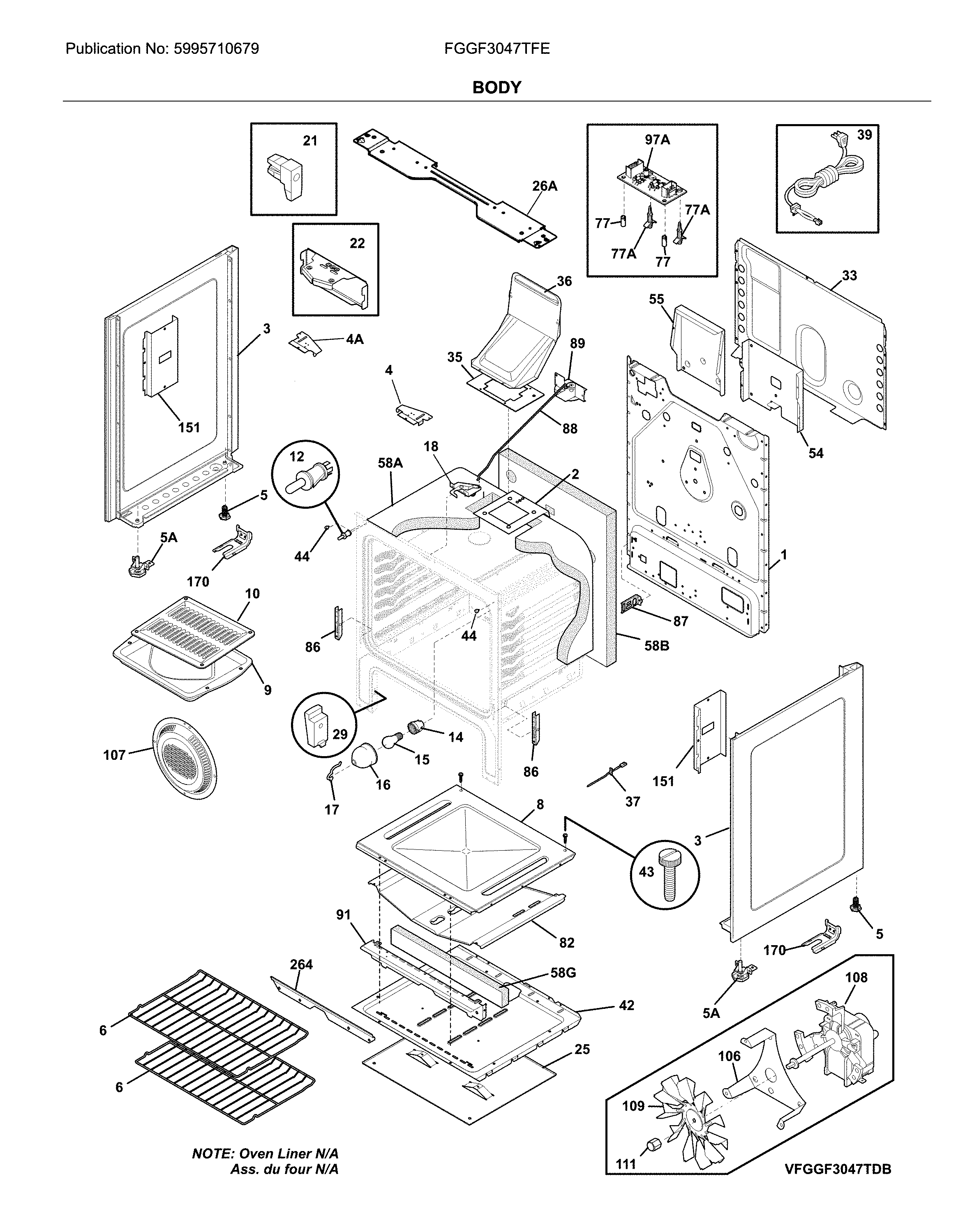 Frigidaire FGGF3047TFE body diagram