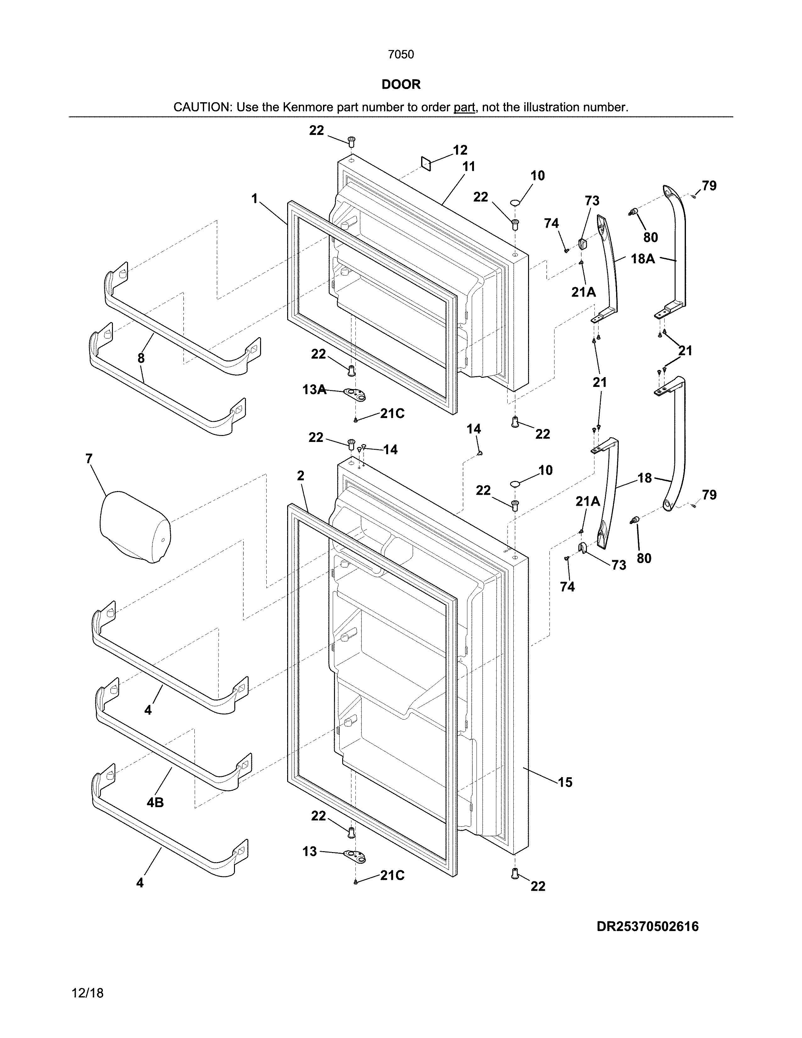 Kenmore 2537050561A doors diagram