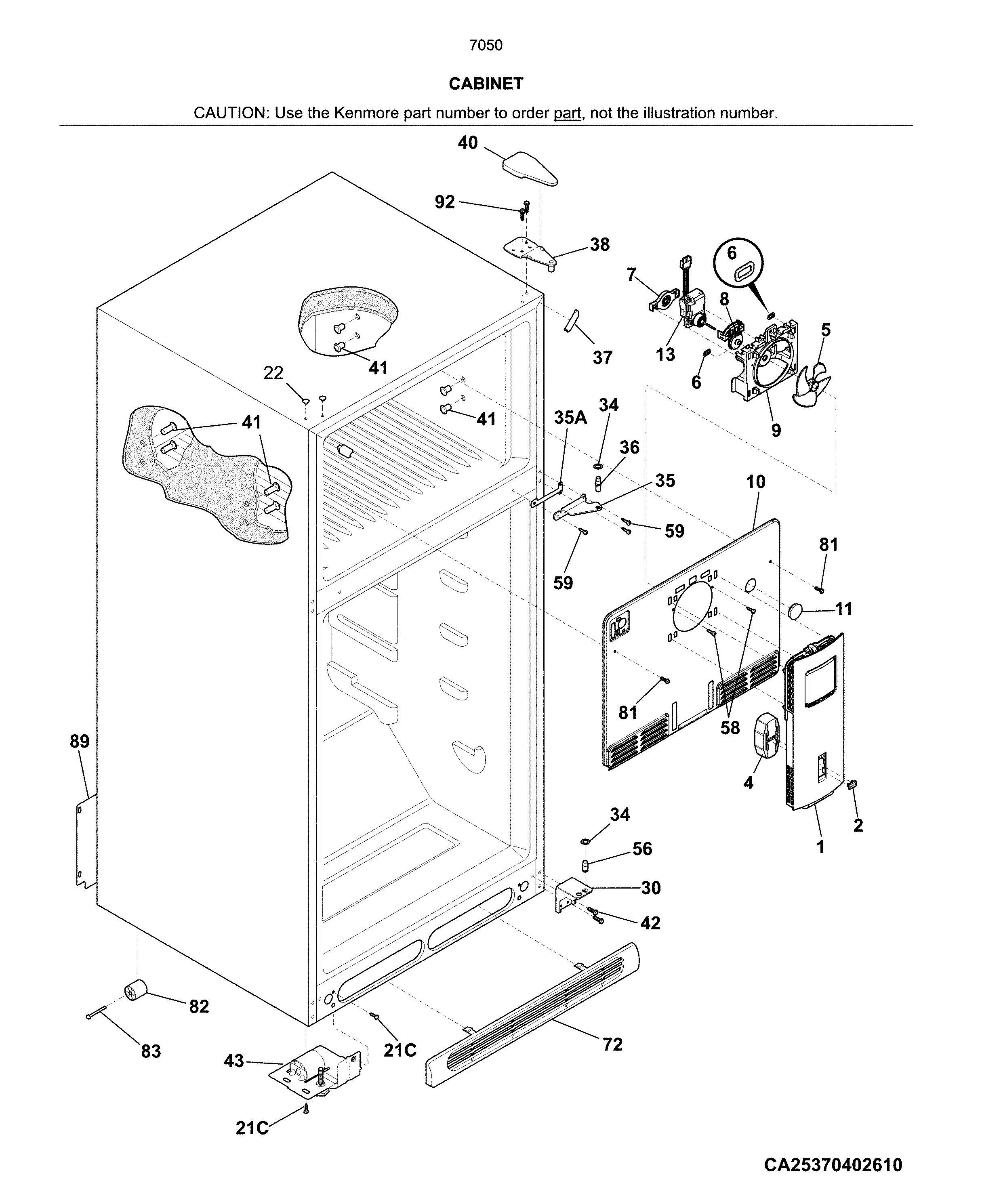 Kenmore 2537050561A cabinet diagram