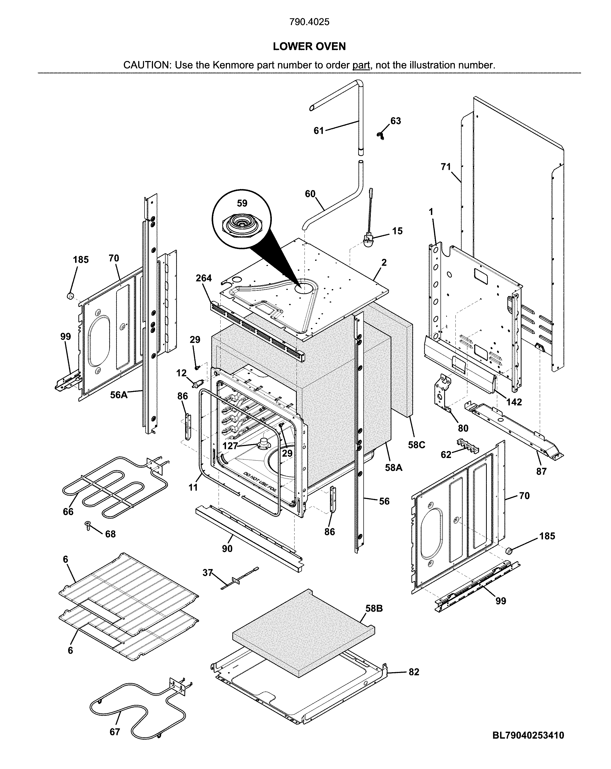 Kenmore 79040253414 lower oven diagram