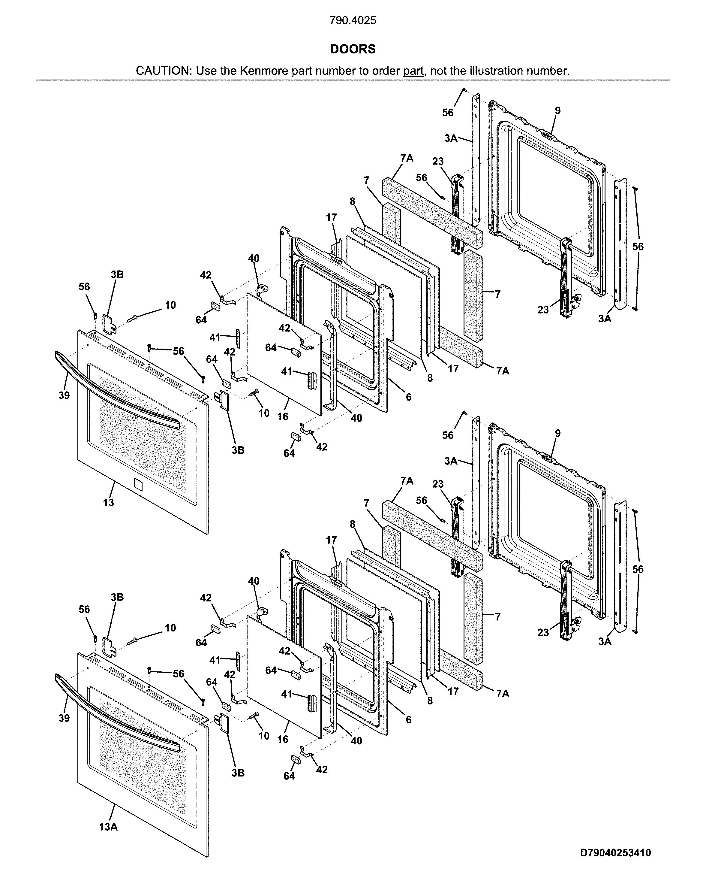 Kenmore 79040253414 doors diagram