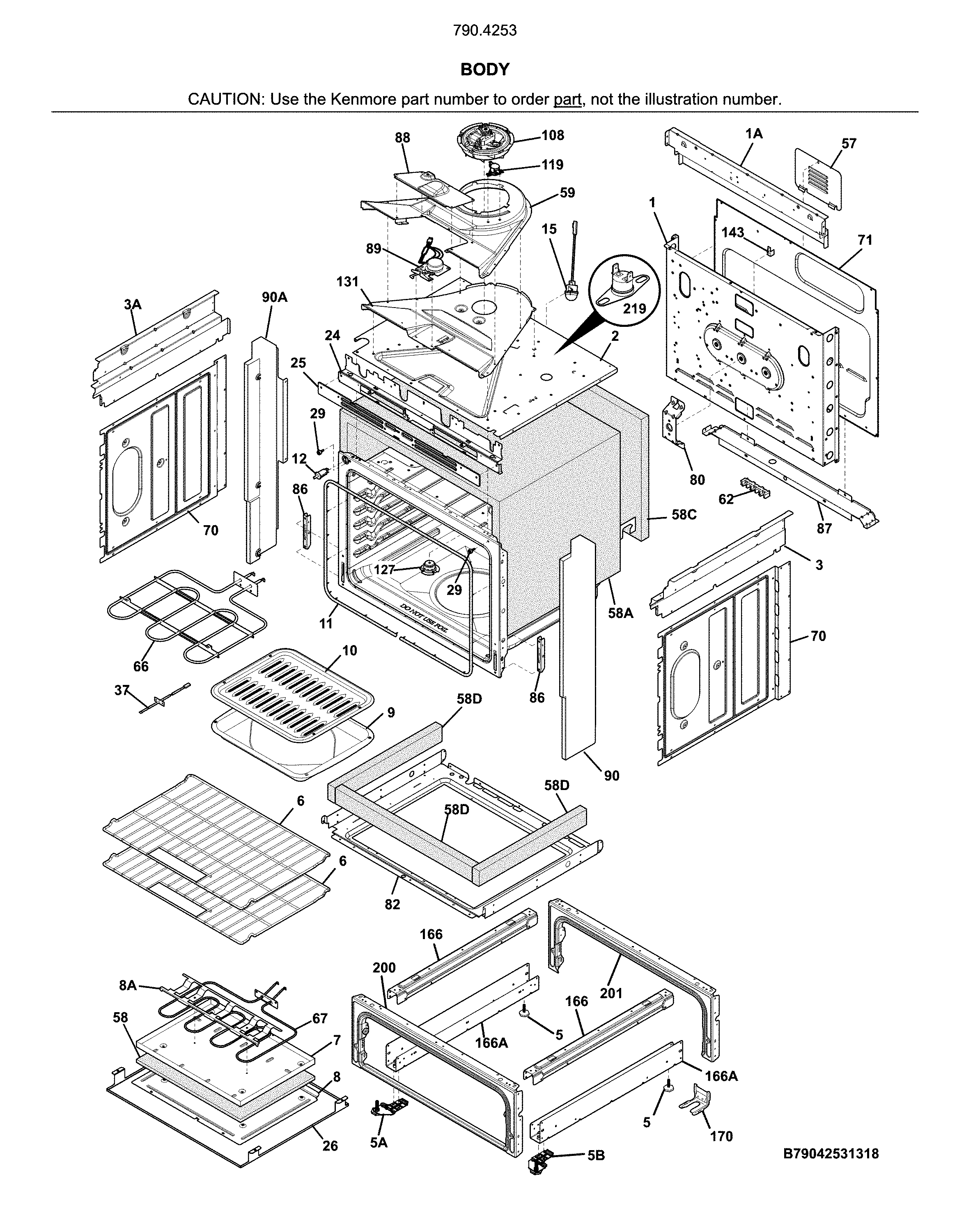 Kenmore 7904253131A body diagram