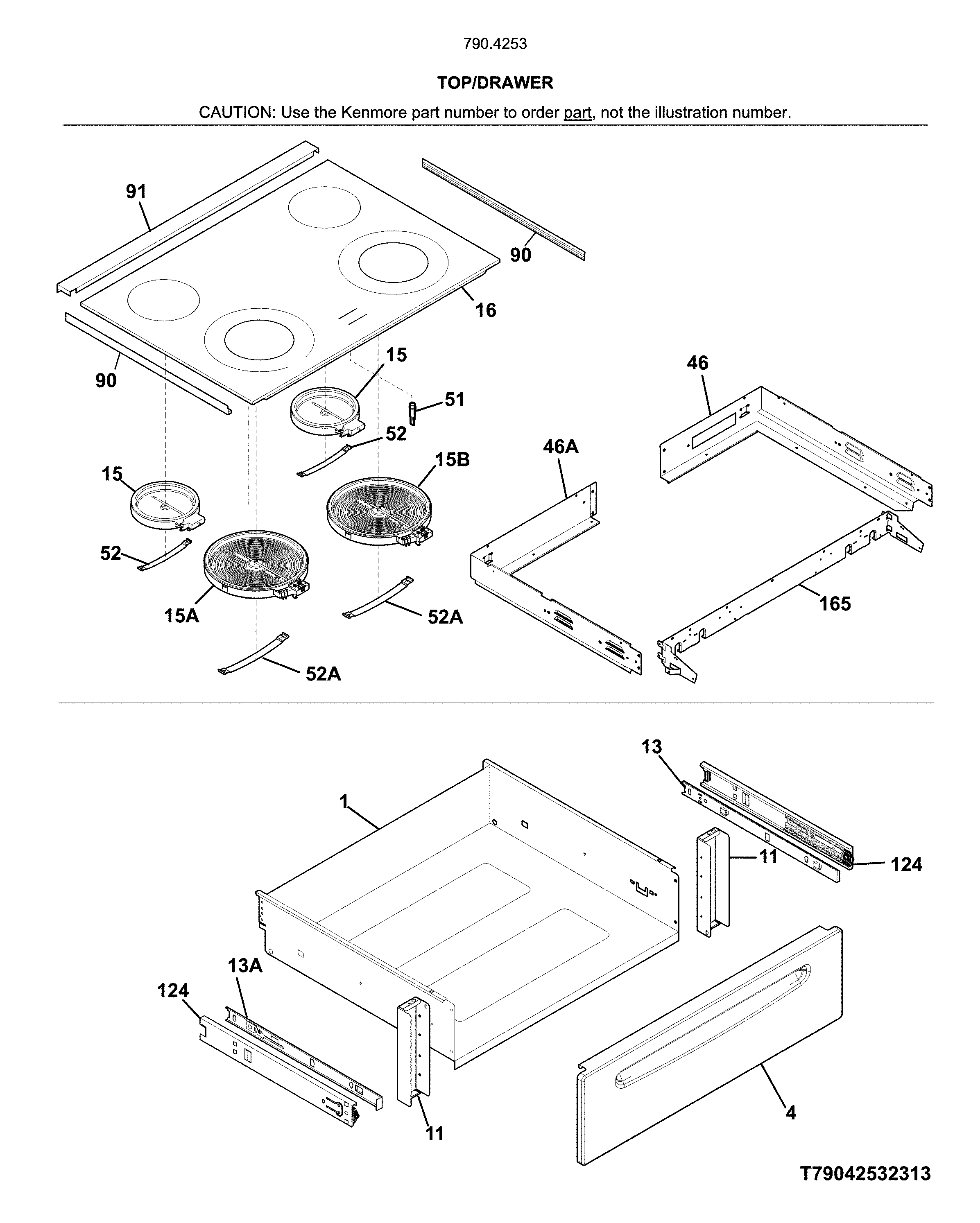 Kenmore 7904253131A top/drawer diagram