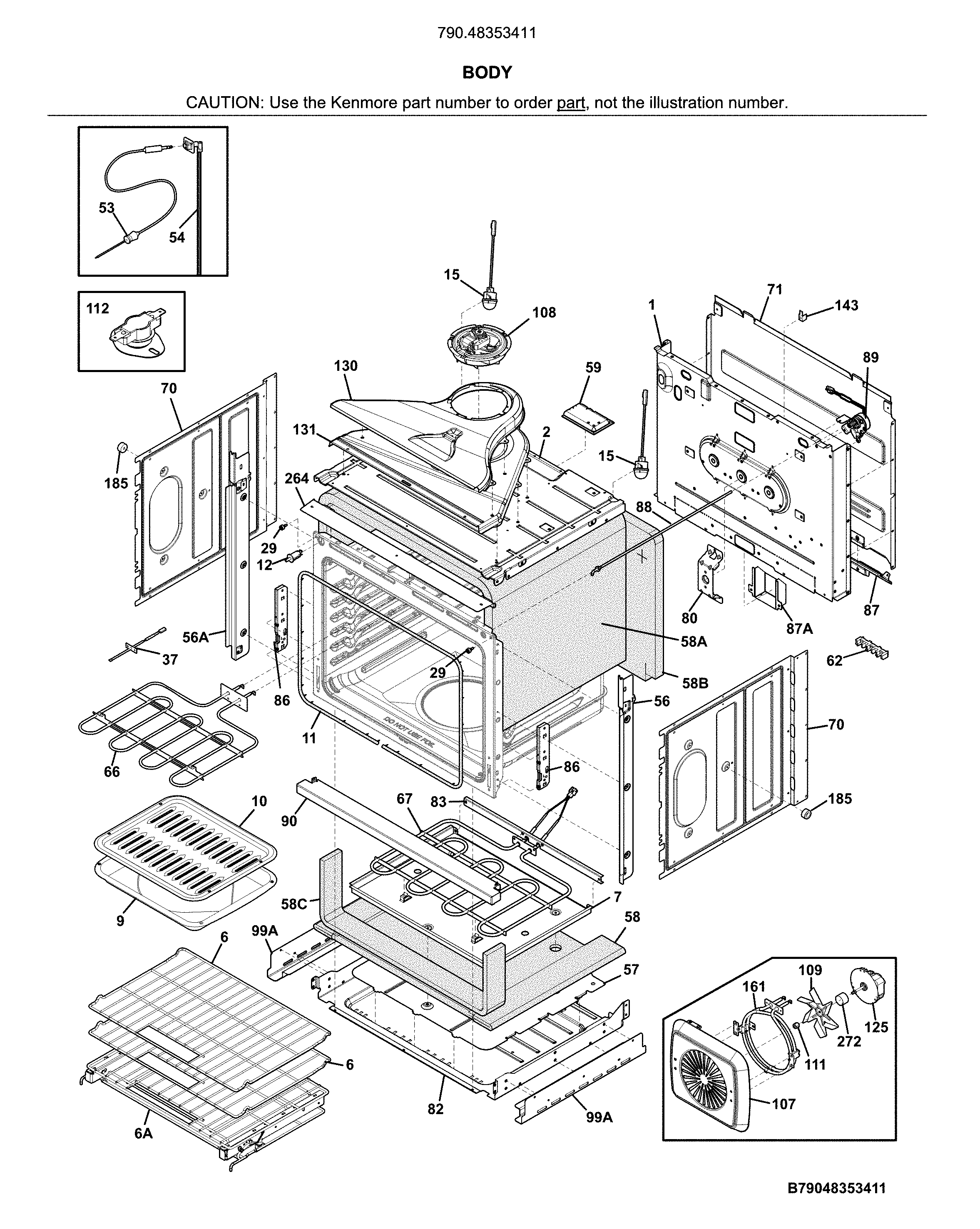 Kenmore Elite 79048353411 body diagram