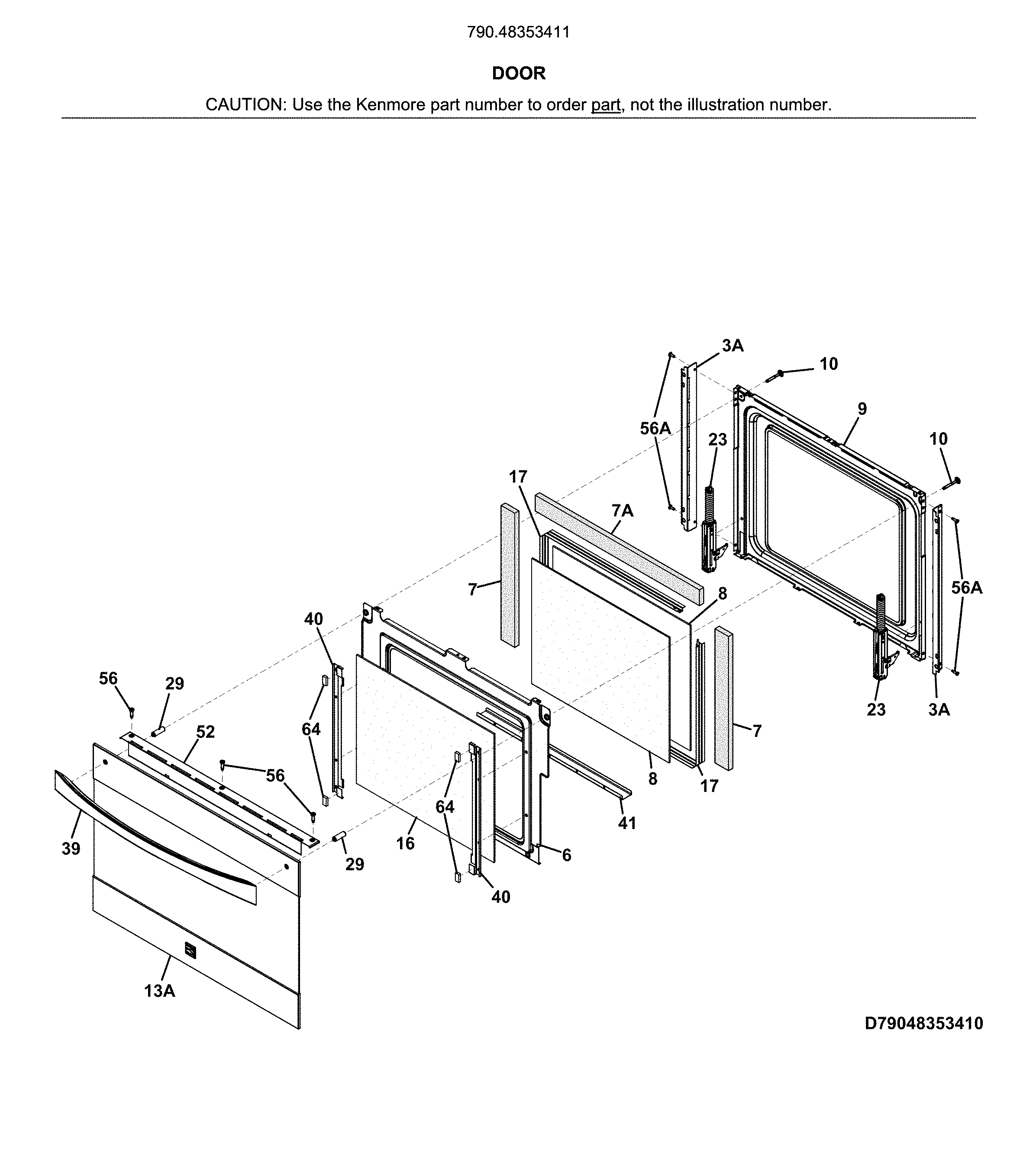 Kenmore Elite 79048353411 door diagram
