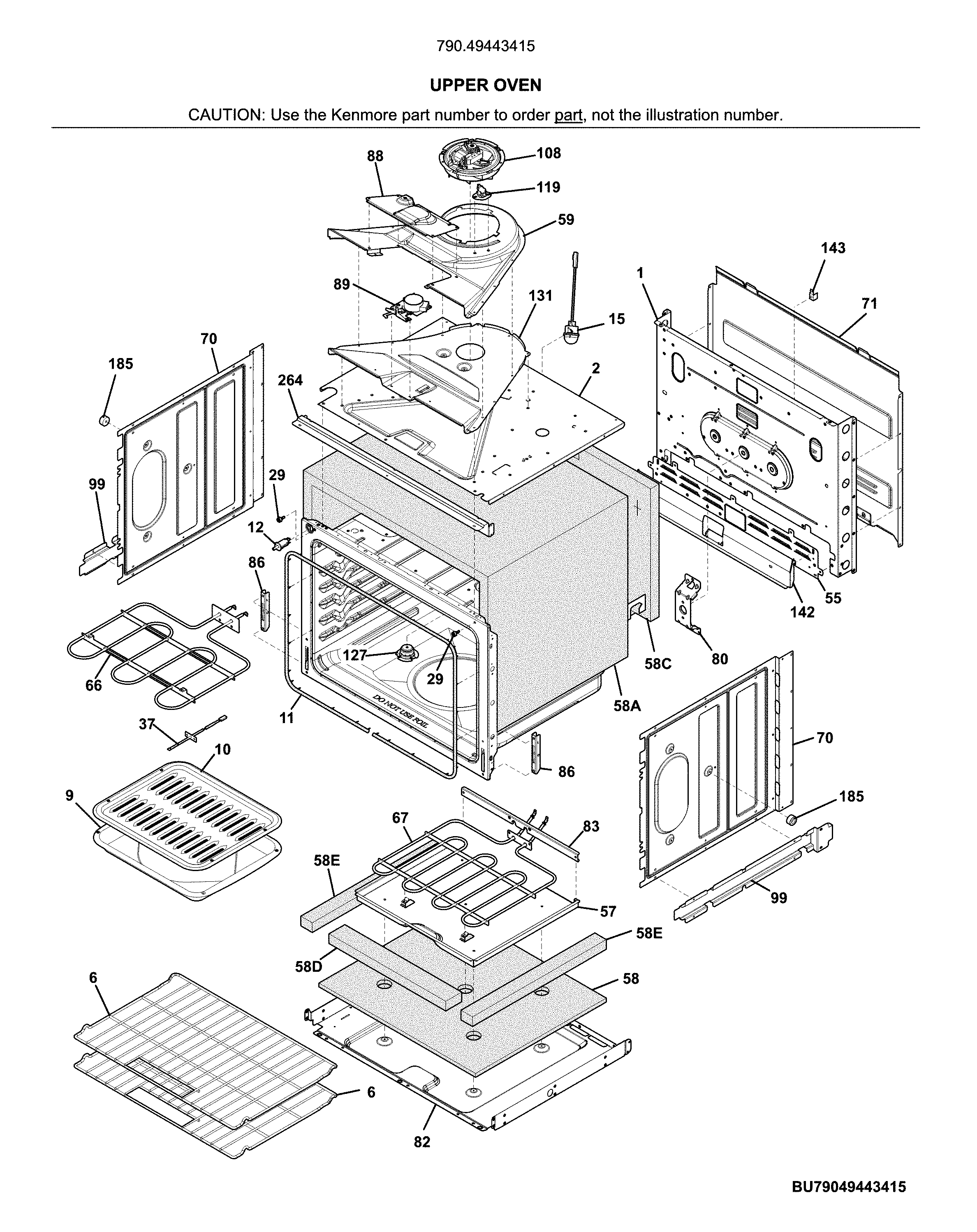 Kenmore 79049443415 upper oven diagram