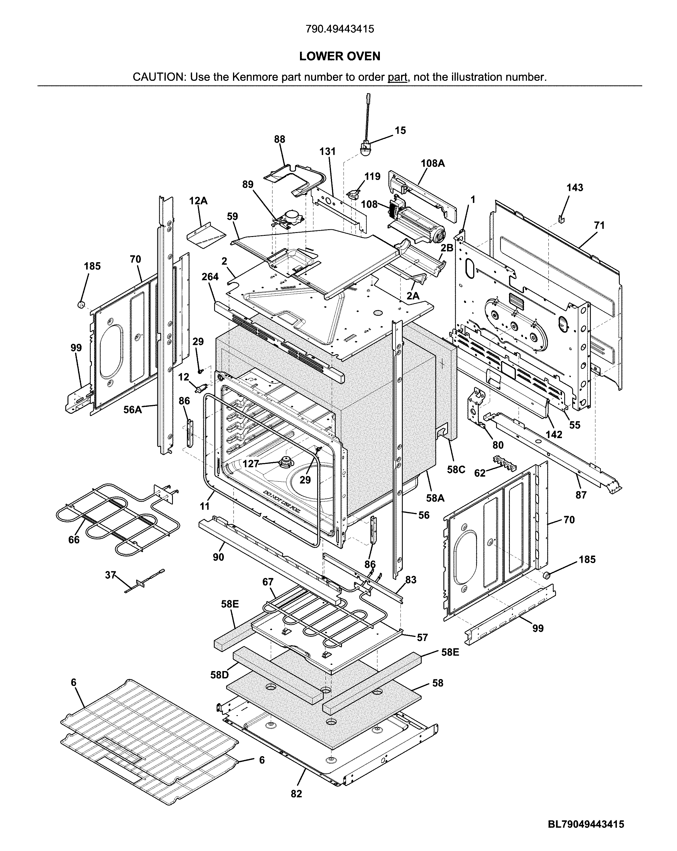 Kenmore 79049443415 lower oven diagram