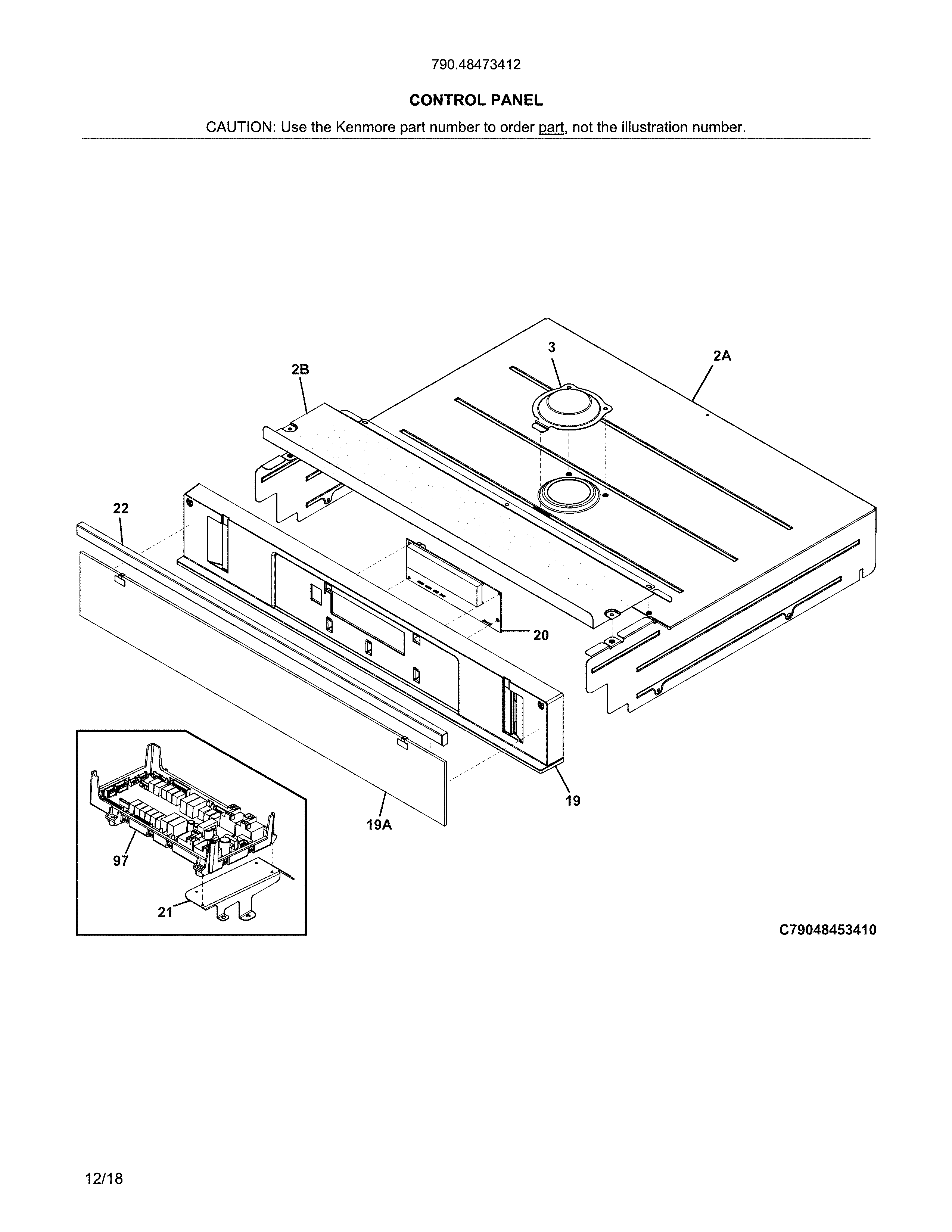 Kenmore Elite 79048473412 control panel diagram