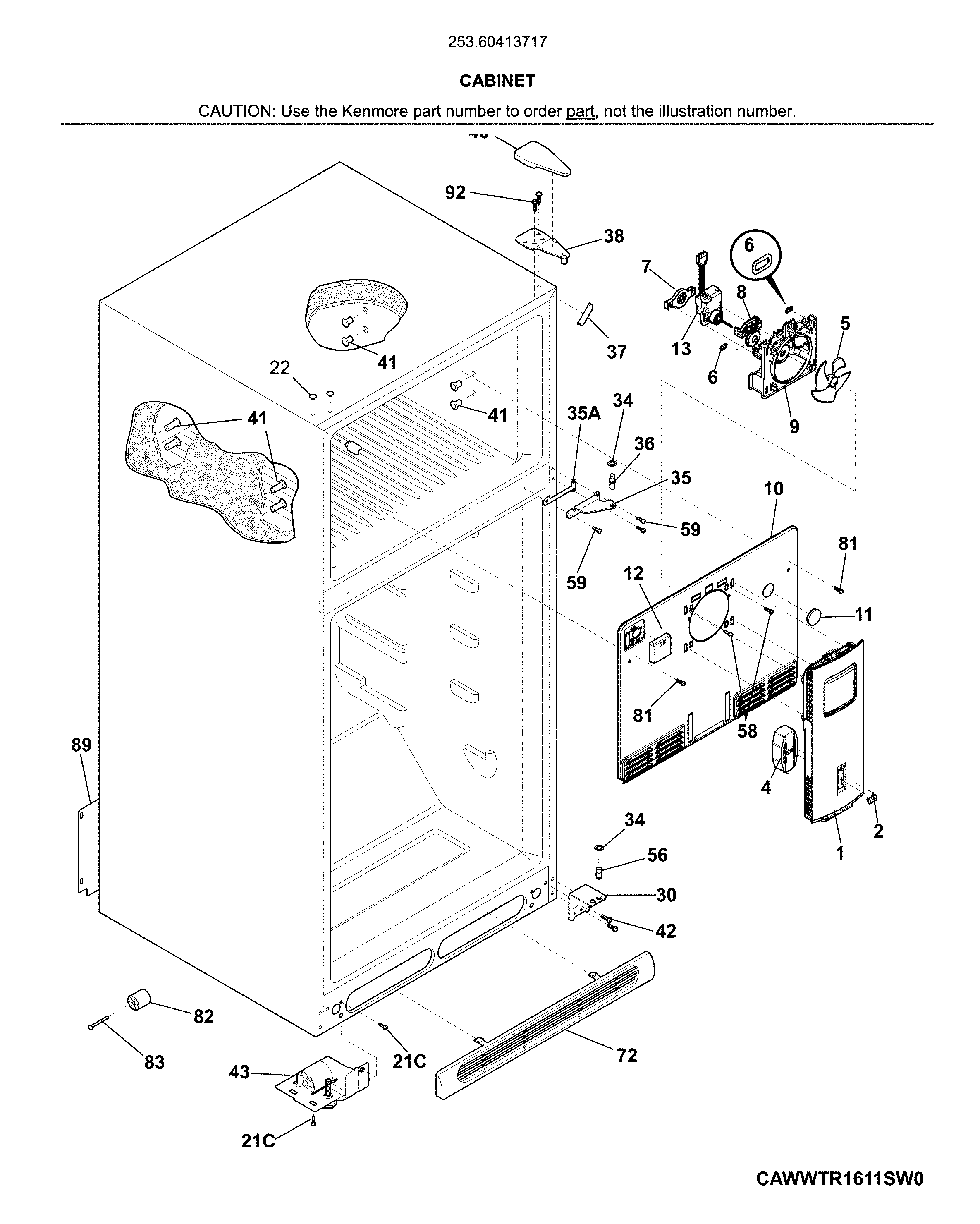 Kenmore 25360413717 cabinet diagram