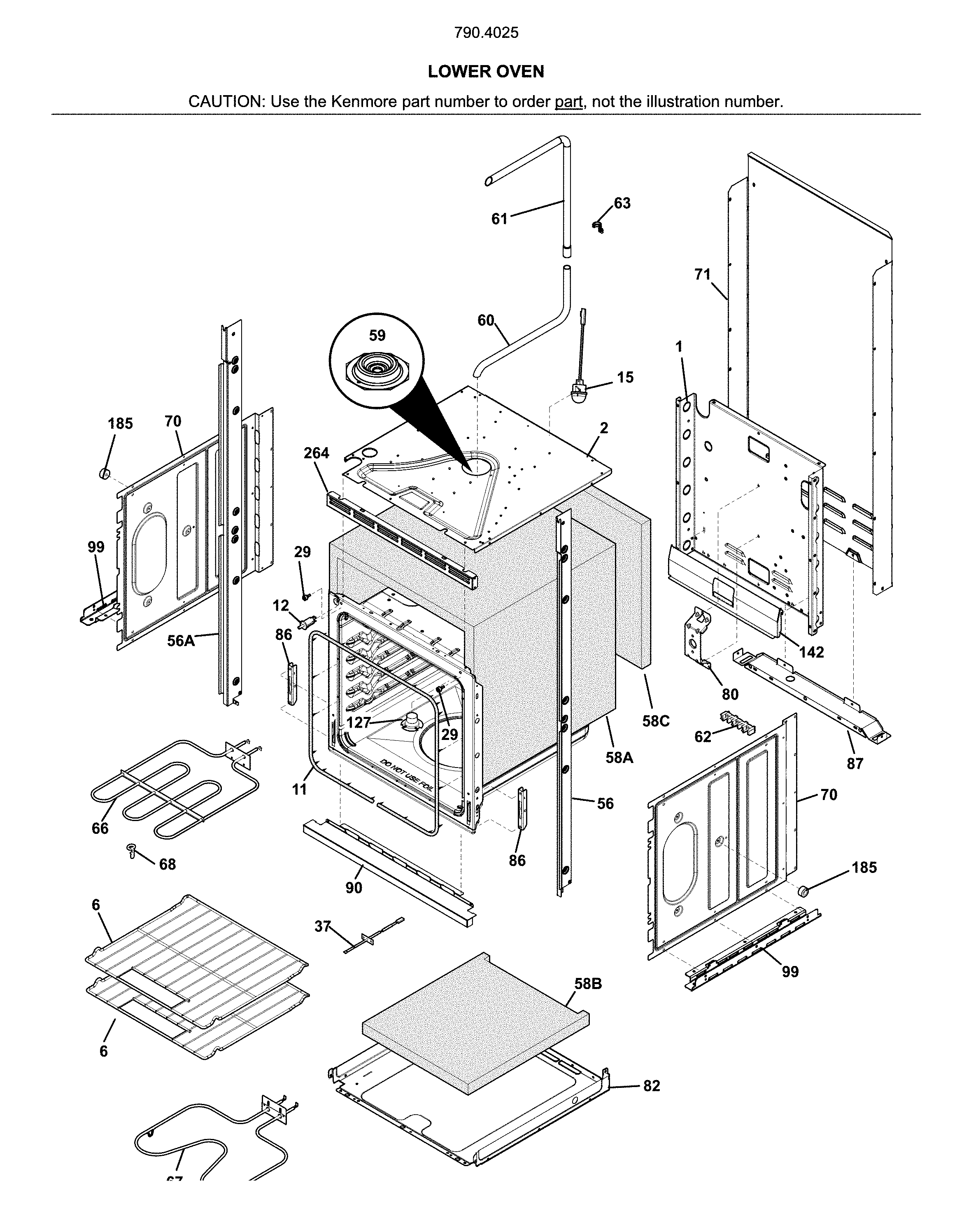 Kenmore 79040259414 lower oven diagram