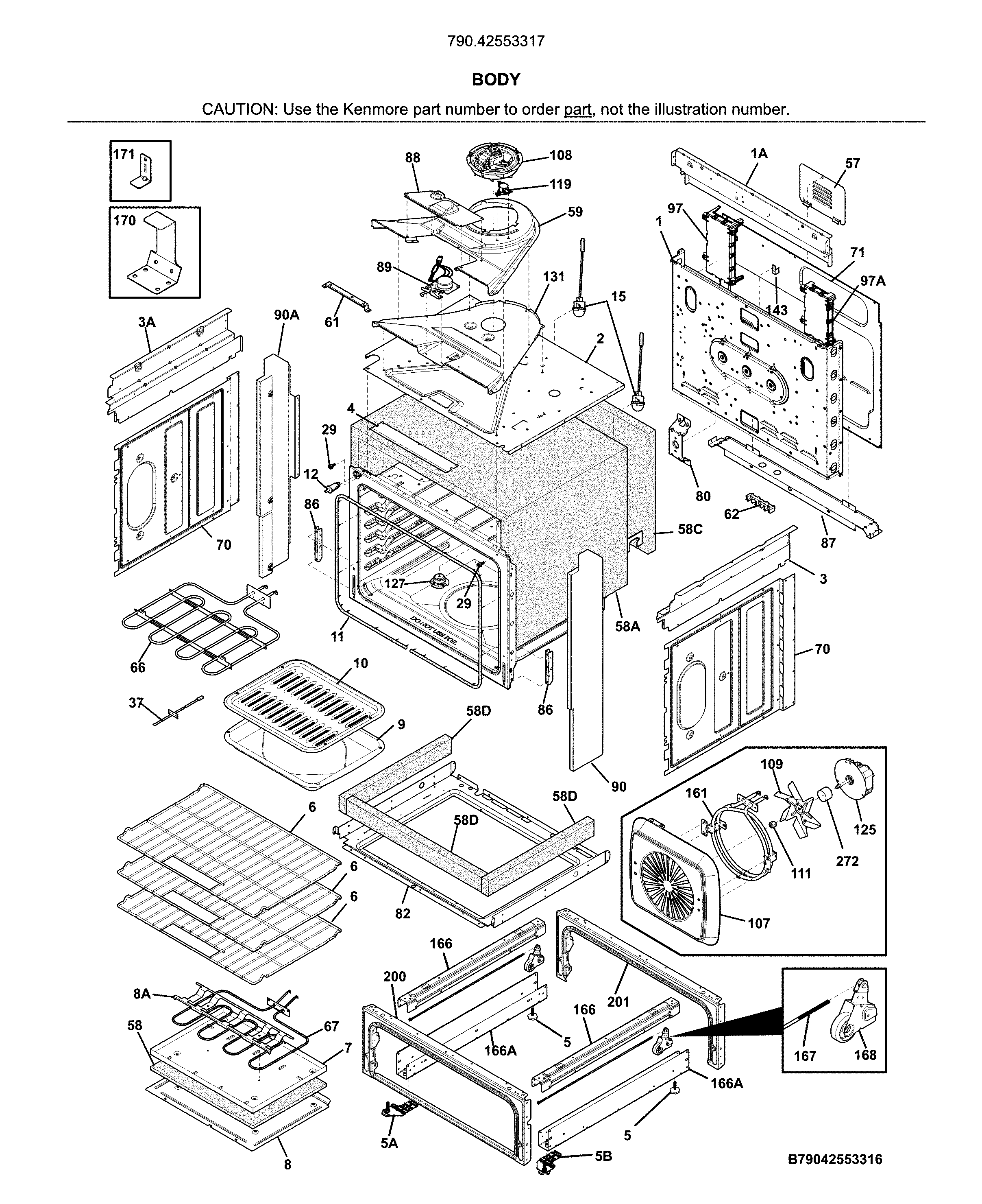 Kenmore Elite 79042553317 body diagram
