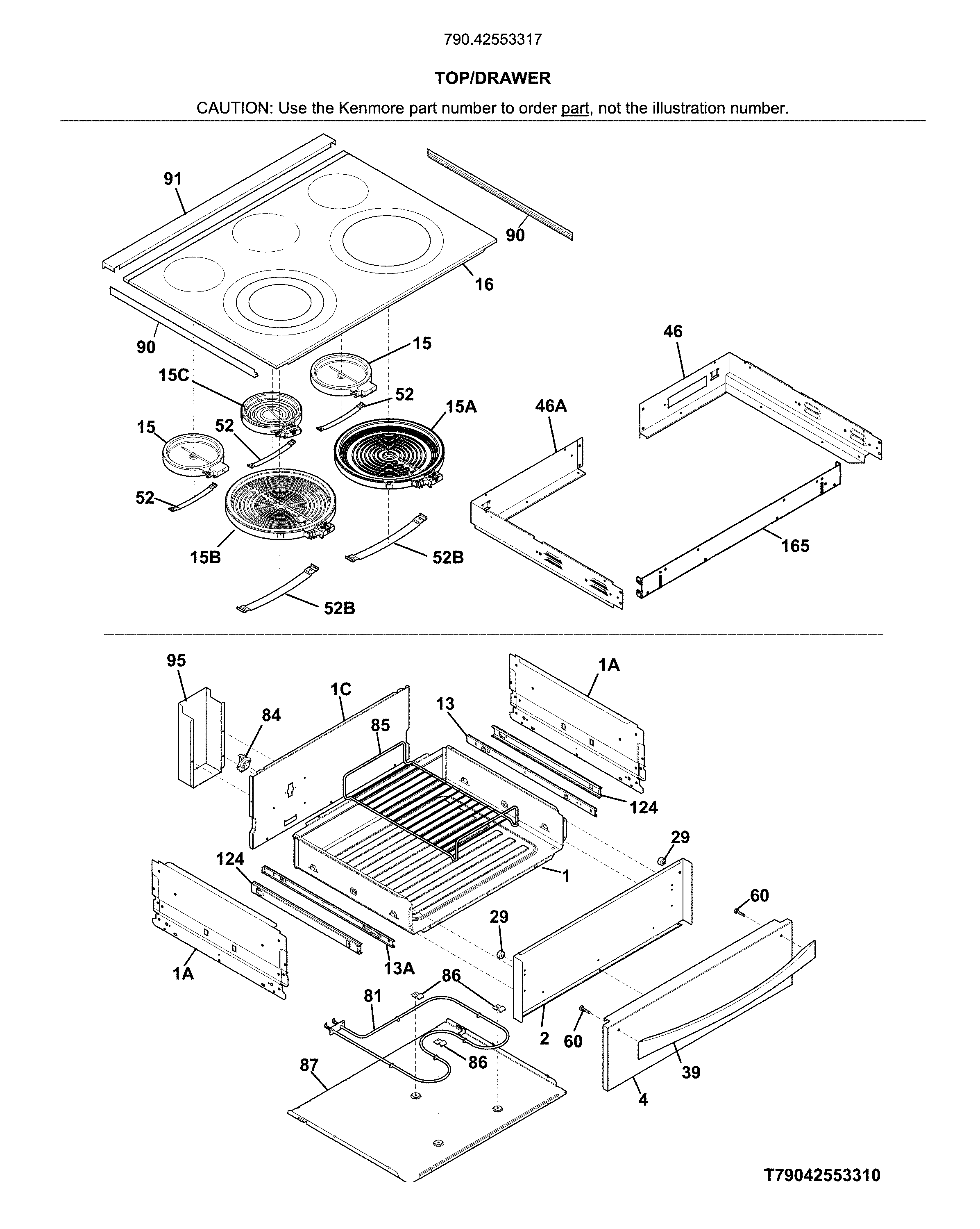 Kenmore Elite 79042553317 top/drawer diagram