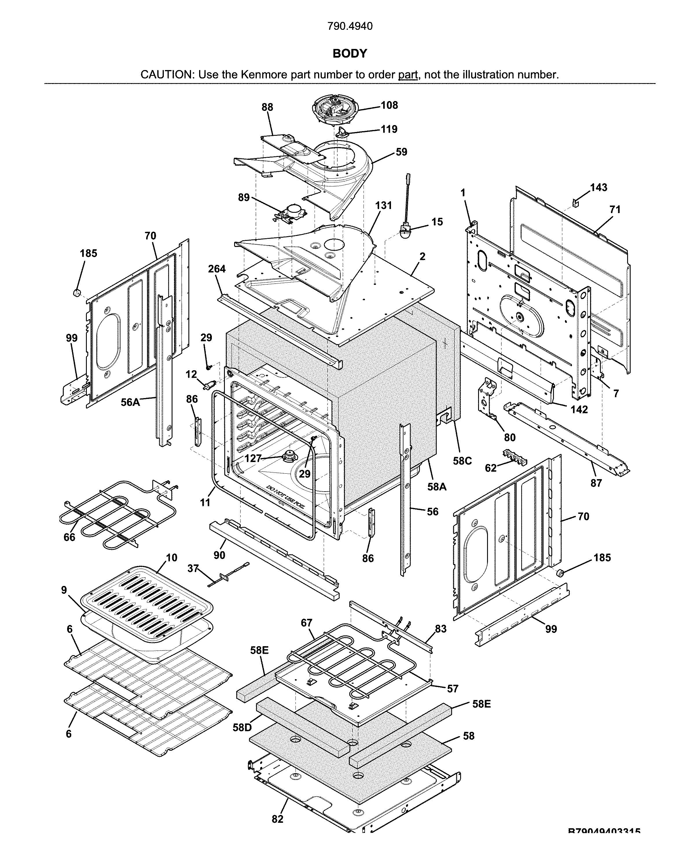 Kenmore 79049403317 body diagram