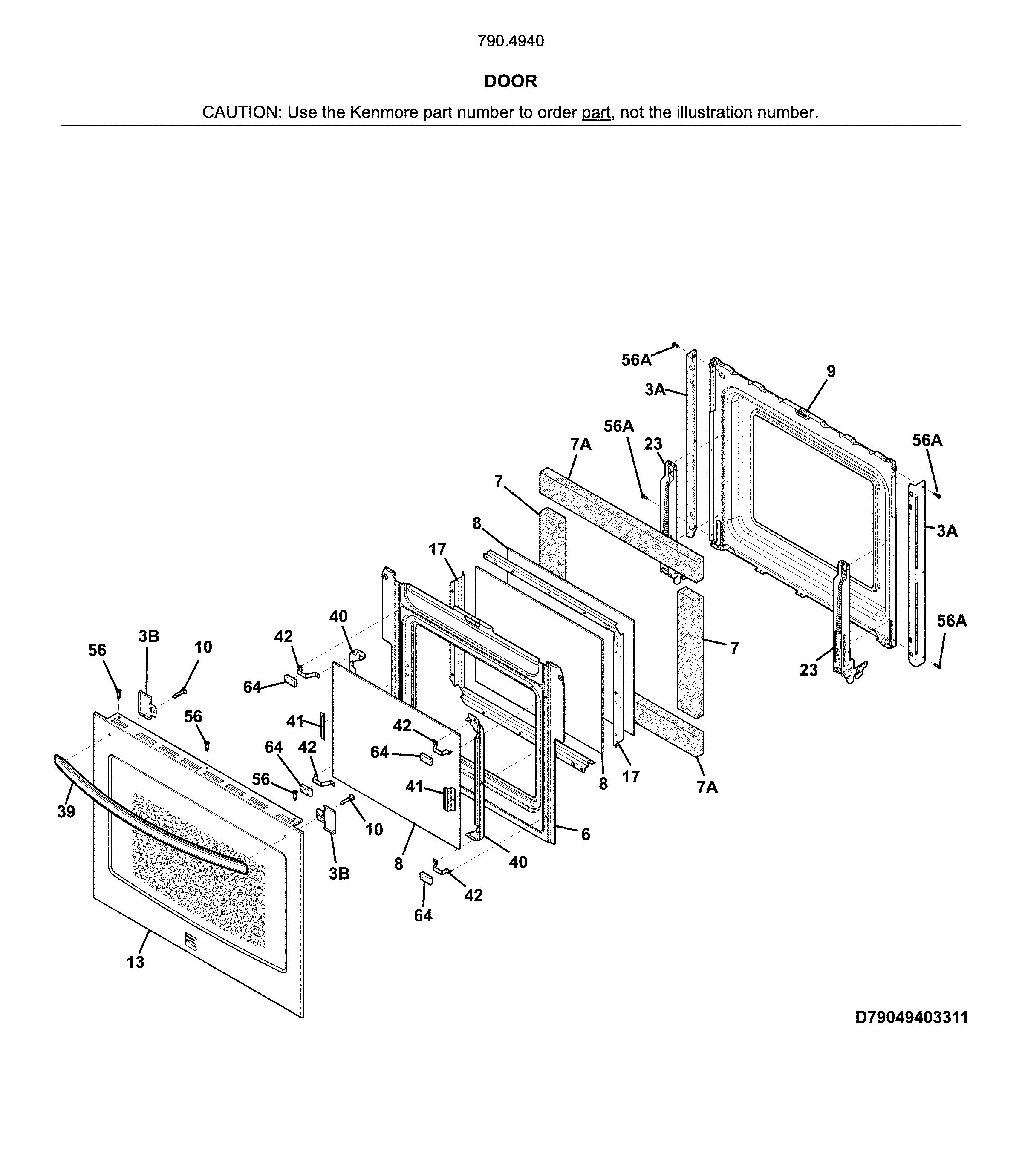 Kenmore 79049403317 door diagram