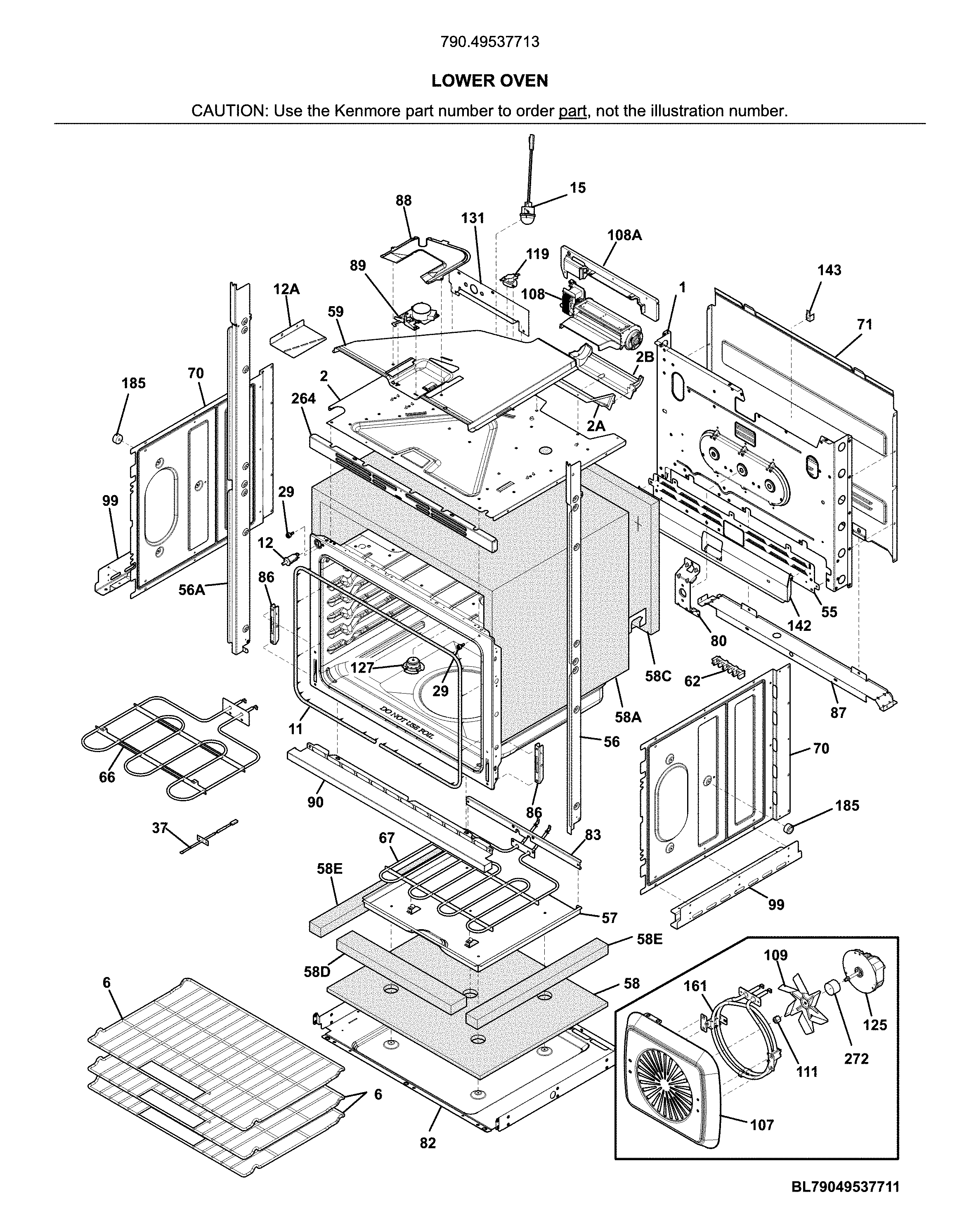 Kenmore 79049537713 lower oven diagram