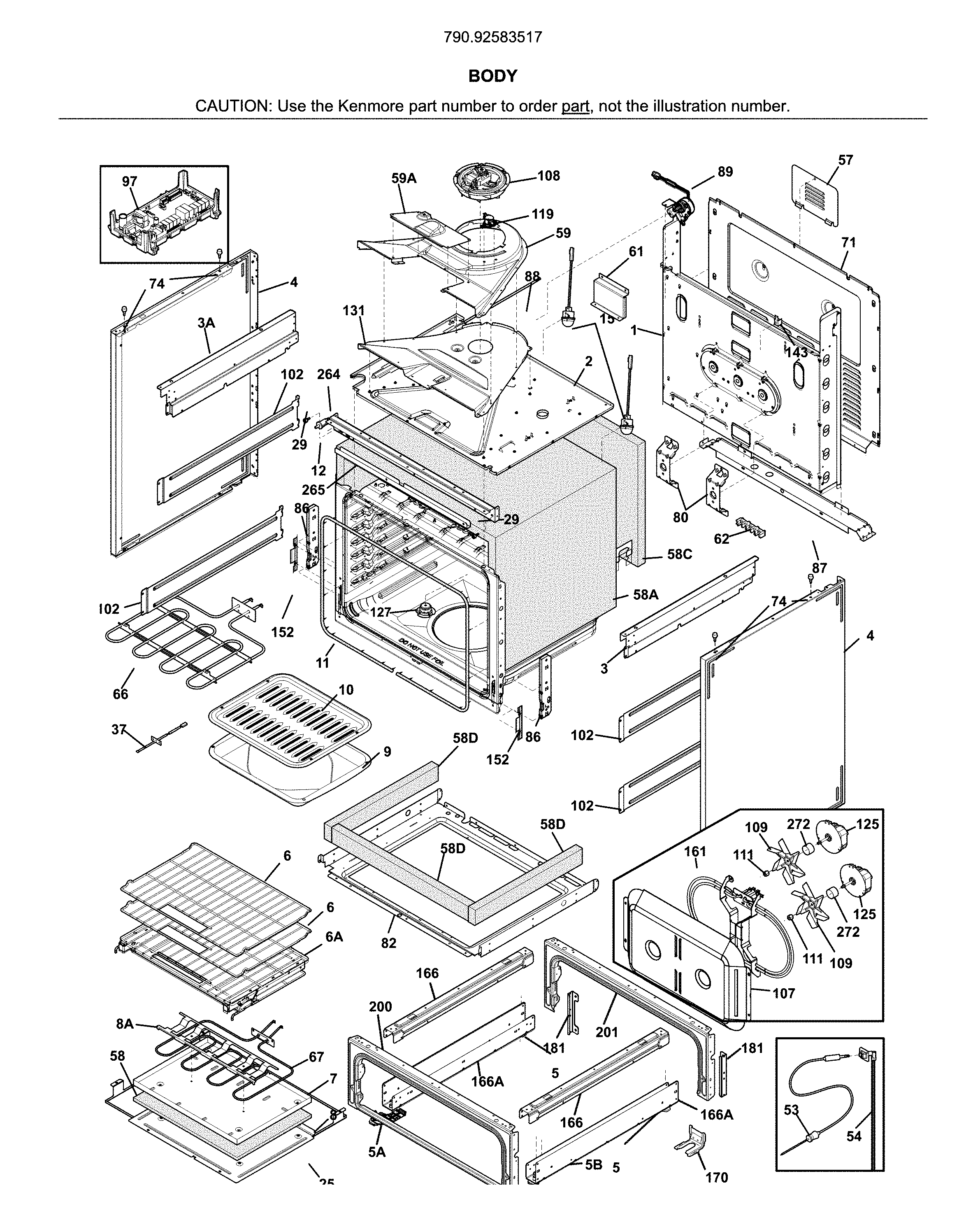 Kenmore Pro 79092583517 body diagram