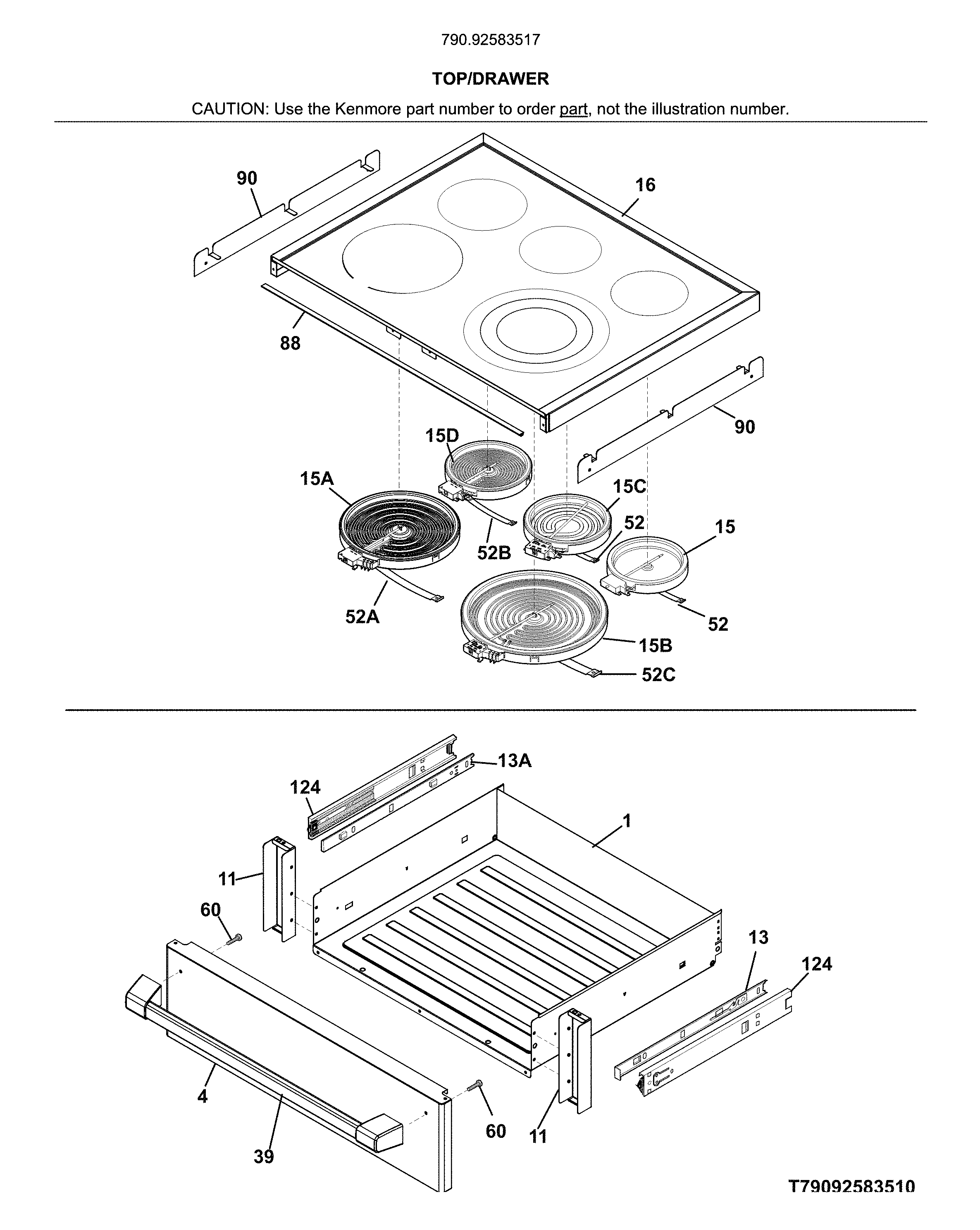 Kenmore Pro 79092583517 top/drawer diagram
