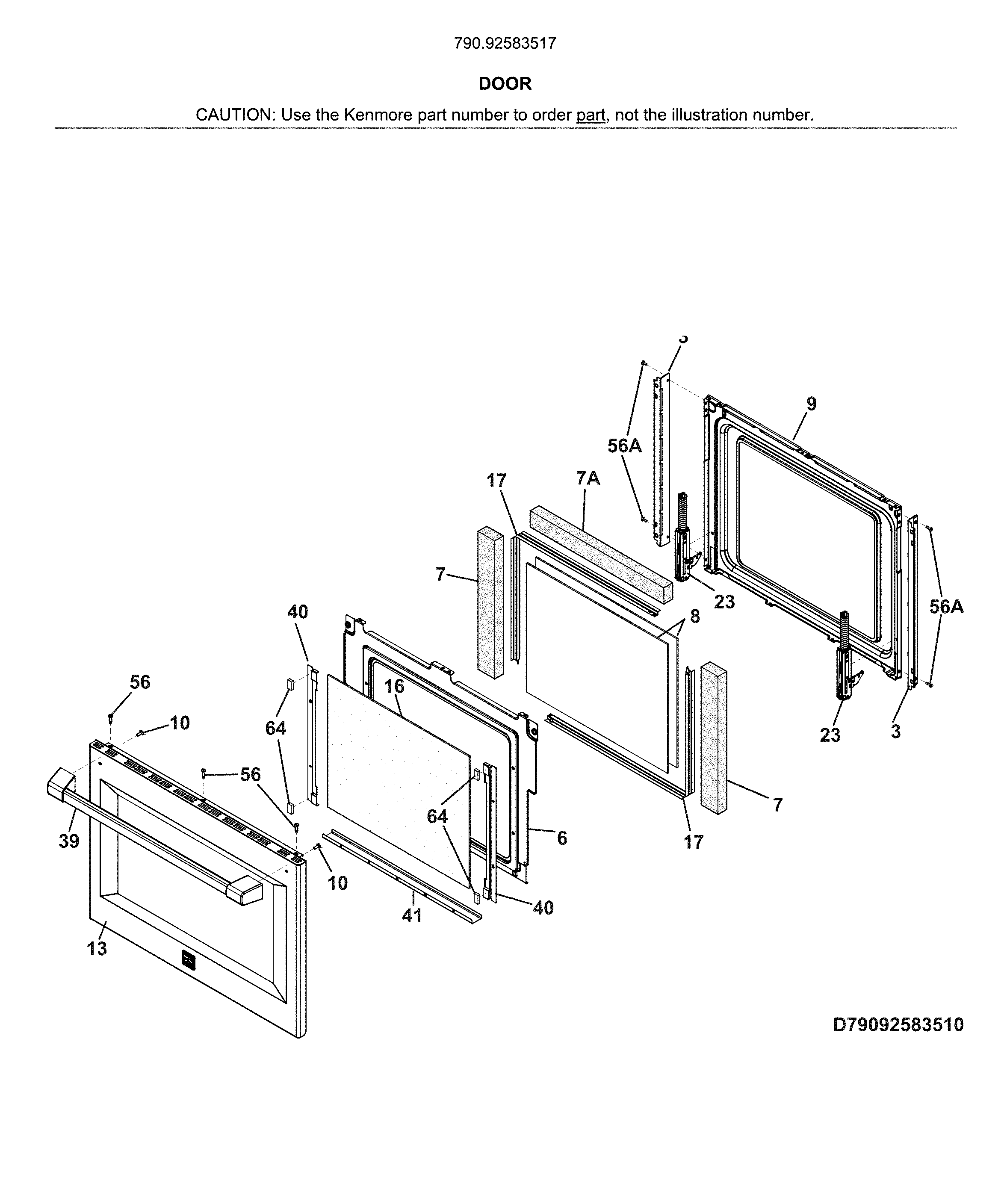 Kenmore Pro 79092583517 door diagram
