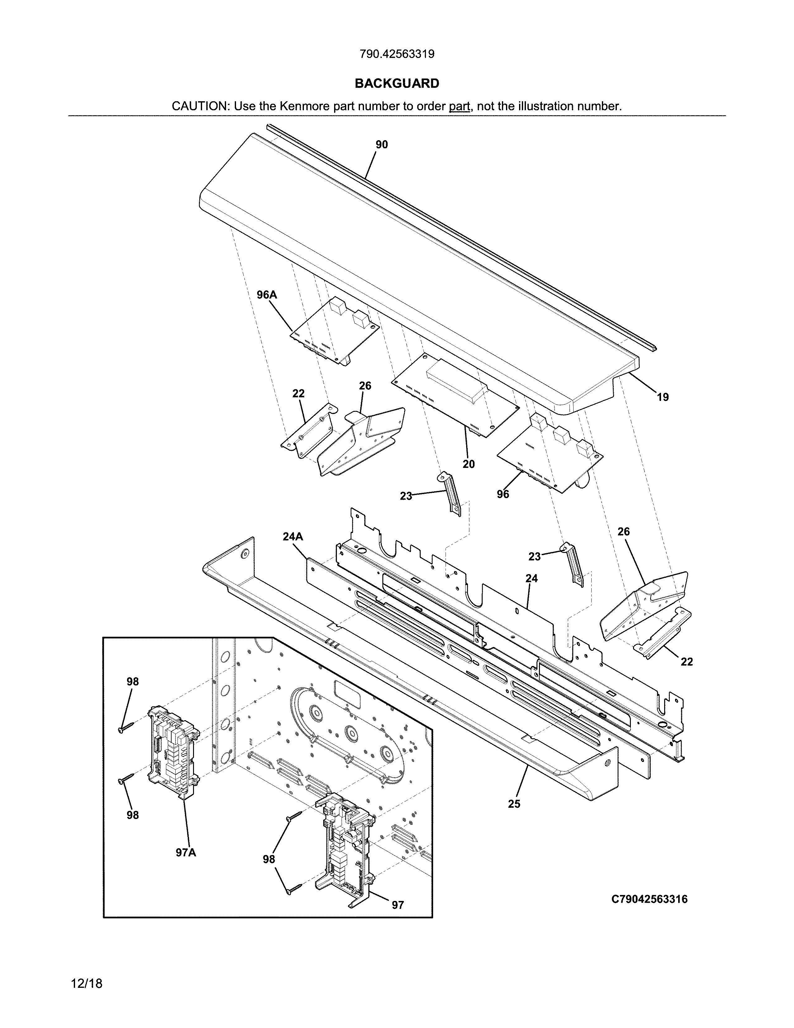 Kenmore Elite 79042563319 backguard diagram