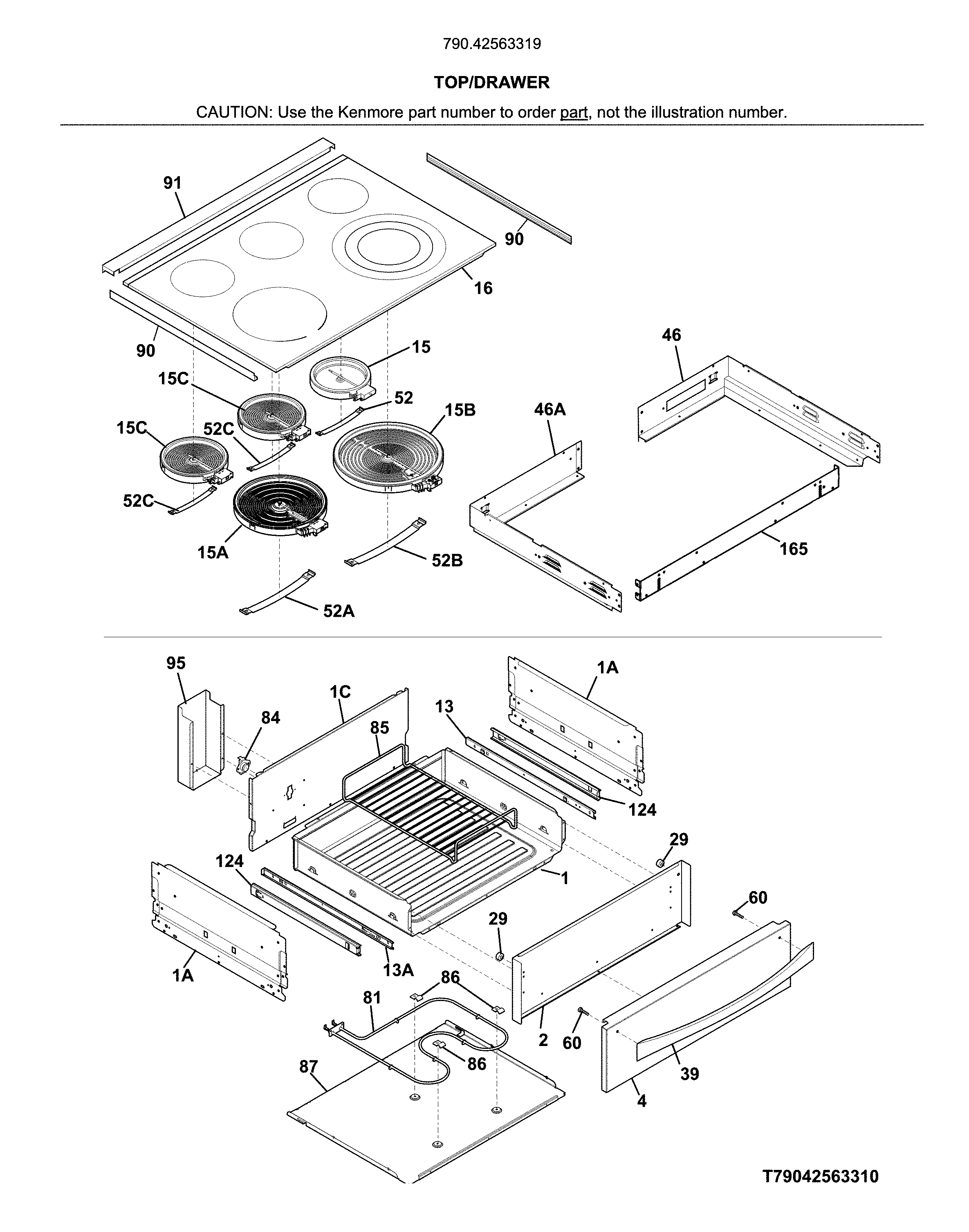 Kenmore Elite 79042563319 top/drawer diagram