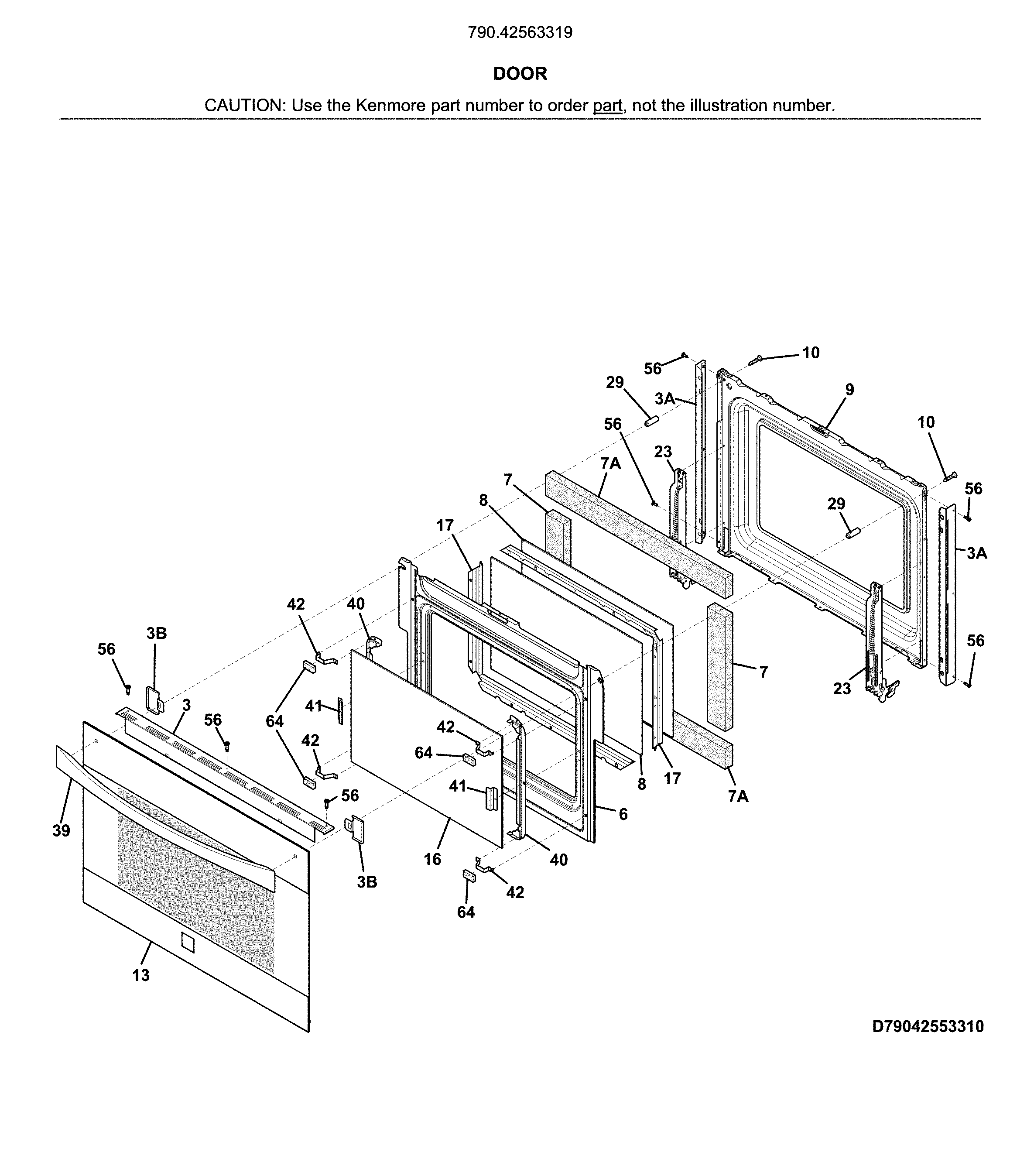 Kenmore Elite 79042563319 door diagram