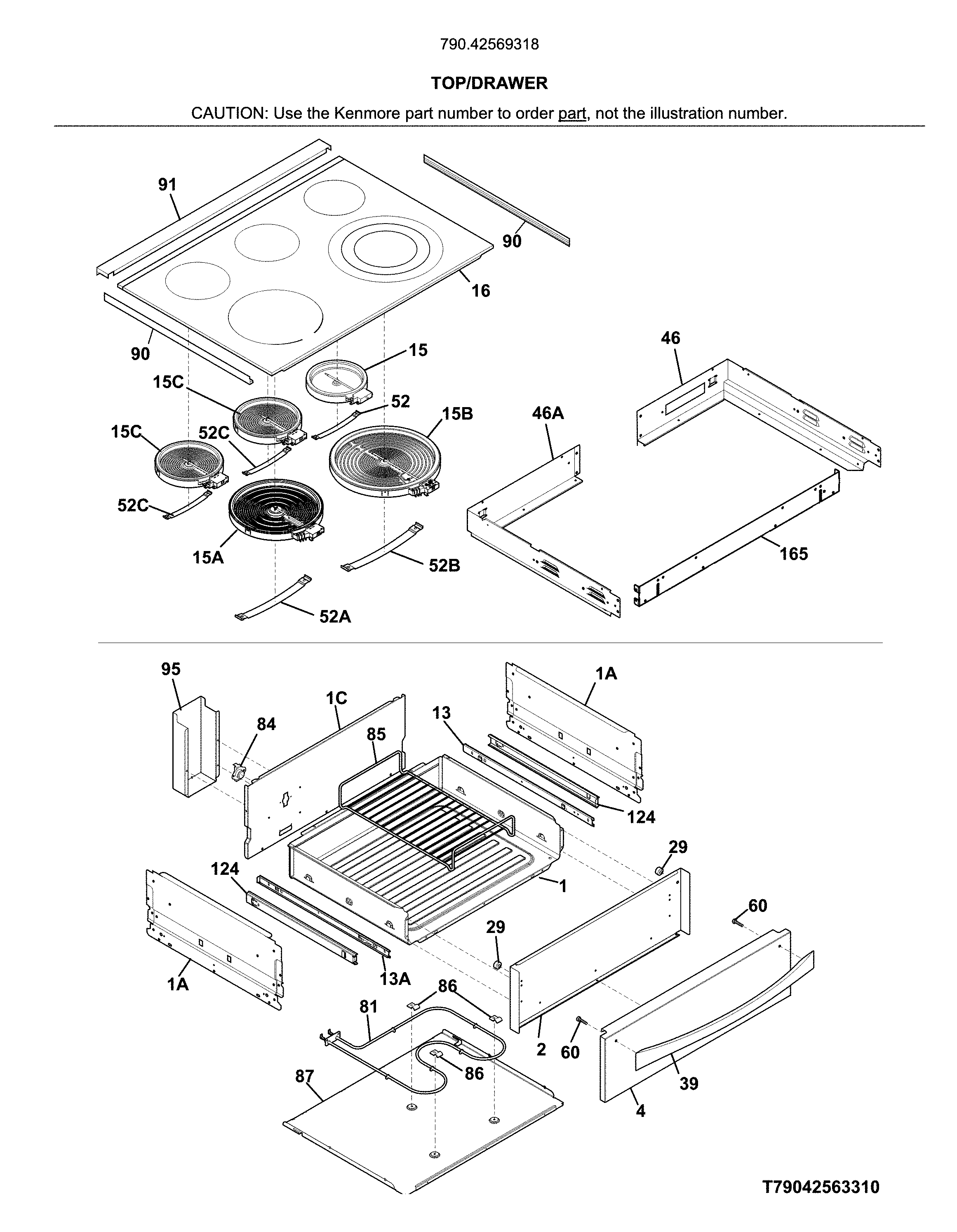 Kenmore Elite 79042569318 top/drawer diagram